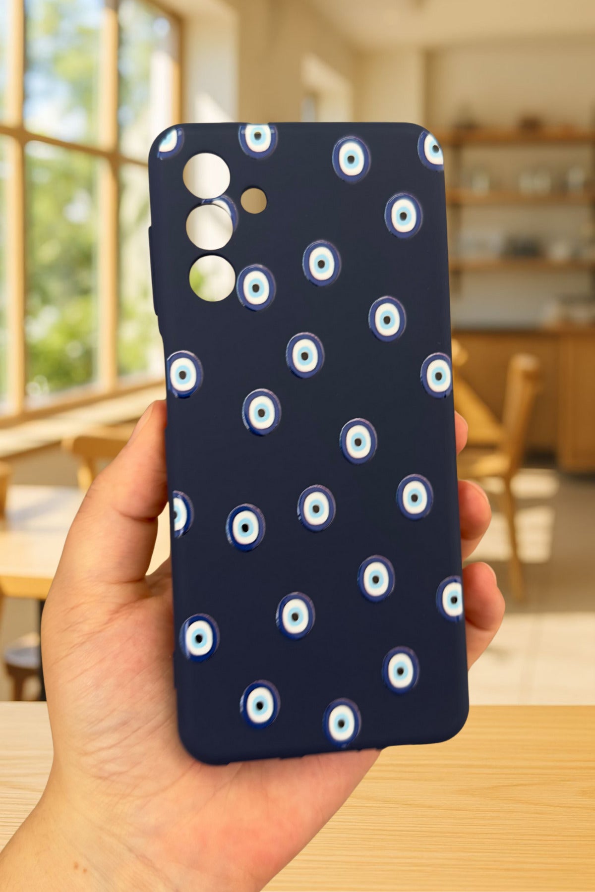 Samsung Galaxy A54 Uyumlu Nazar Boncuk Desenli Silikon Darbe Emici Klasik Korumalı Rubber Kılıf