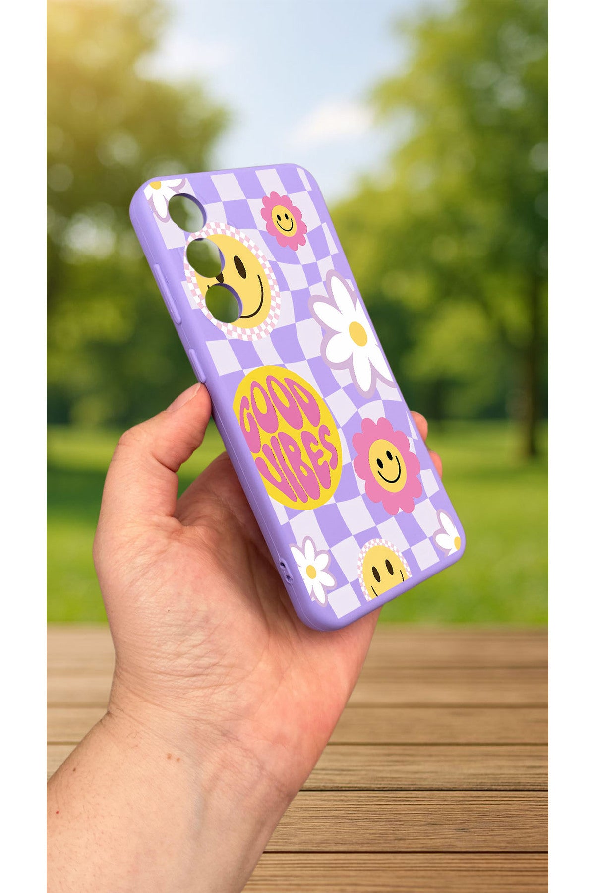 Samsung Galaxy S24FE - GOOD VİBES YAZILI Silikon Darbe Emici Klasik Korumalı Rubber Kılıf