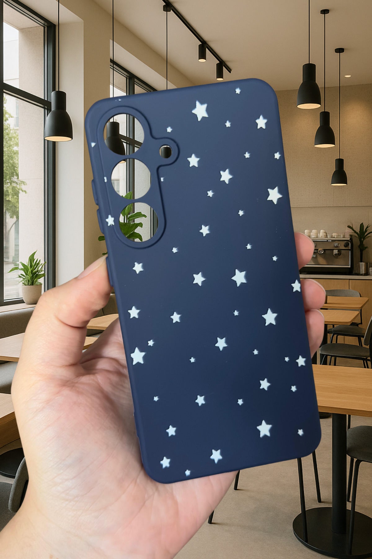 Samsung Galaxy A05s - MİNİMAL YILDIZ DESENLİ Silikon Darbe Emici Klasik Korumalı Rubber Kılıf