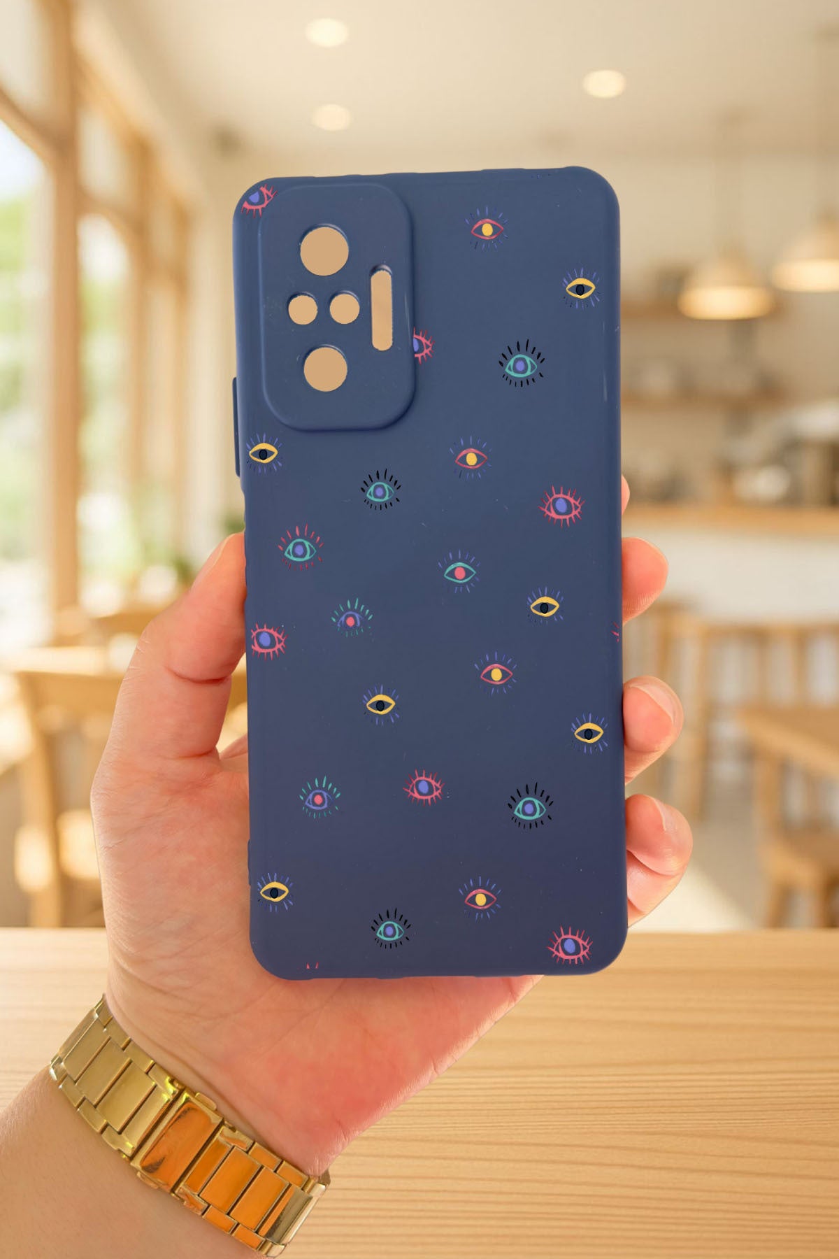 Xiaomi Redmi Note 1O Pro MİNİ EVIL EYE DESENLİ Silikon Darbe Emici Klasik Korumalı Rubber Kılıf