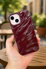 iPhone 15 Sedef Dalgalı Wavy Kılıf Bordo