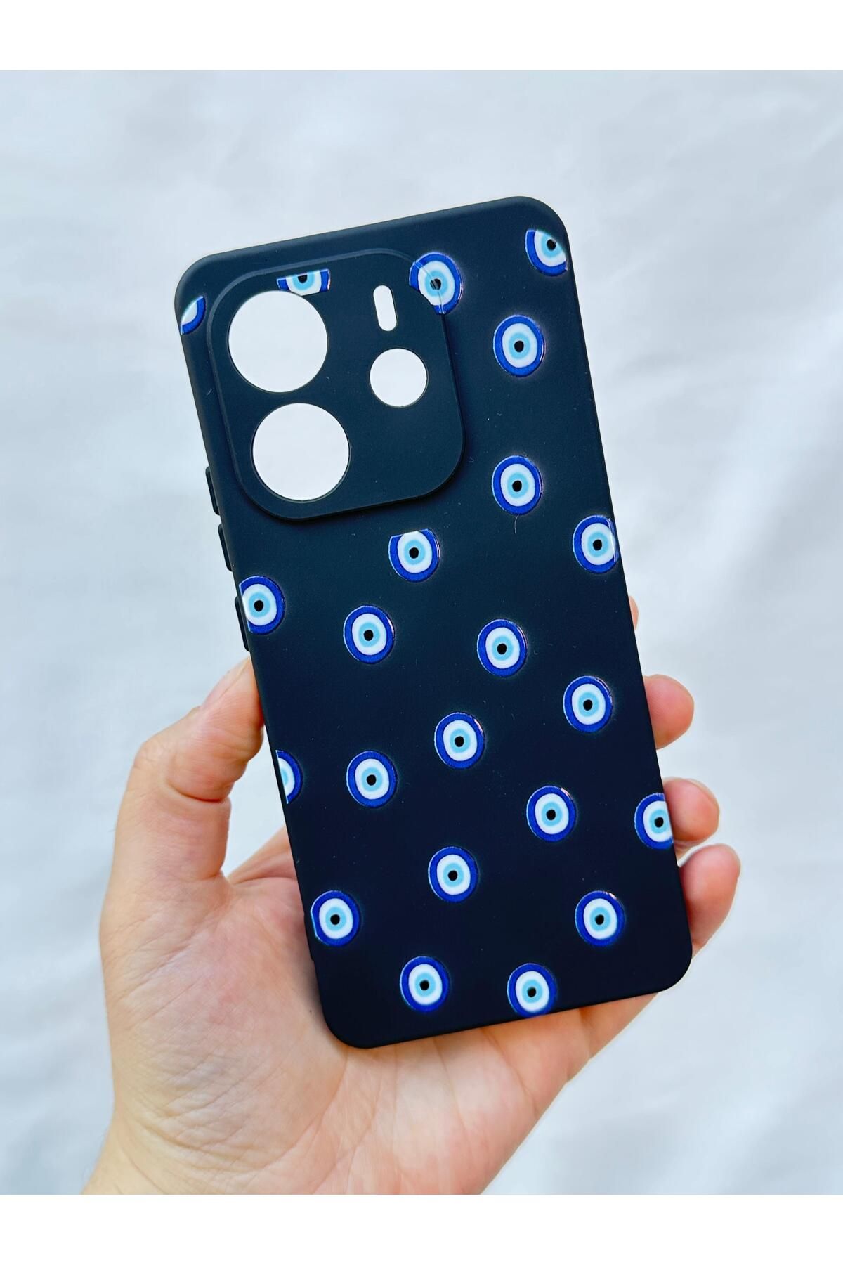 Redmi Note 14 Nazar Boncuk Desenli Silikon Darbe Emici Klasik Korumalı Rubber Kılıf