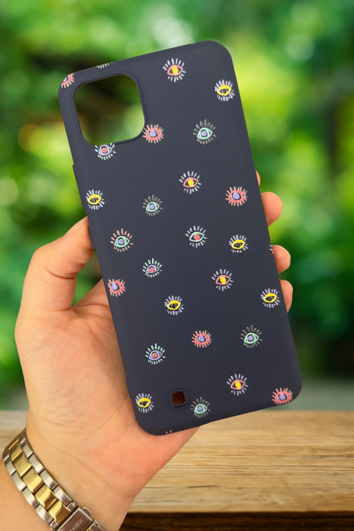 Realme C11 -MİNİ EVIL EYE DESENLİ Silikon Darbe Emici Klasik Korumalı Rubber Kılıf