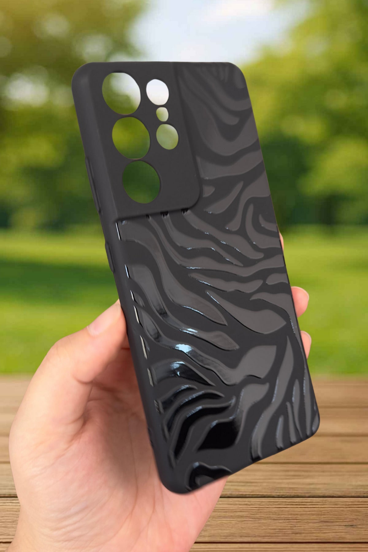 Samsung Galaxy S21 Ultra Uyumlu Zebra Desenli Silikon Darbe Emici Klasik Korumalı Rubber Kılıf