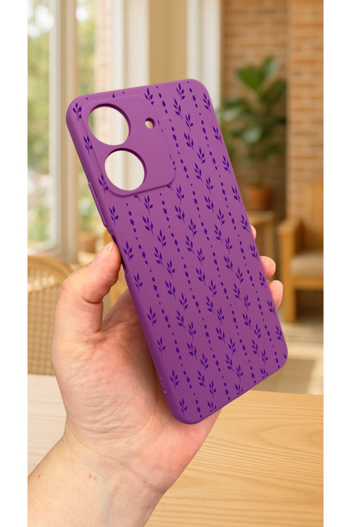 REDMİ 13C-Mini sarmaşık çiçek desenli Lansman Kamera Korumalı Yumuşak Silikon RUBBER Kılıf