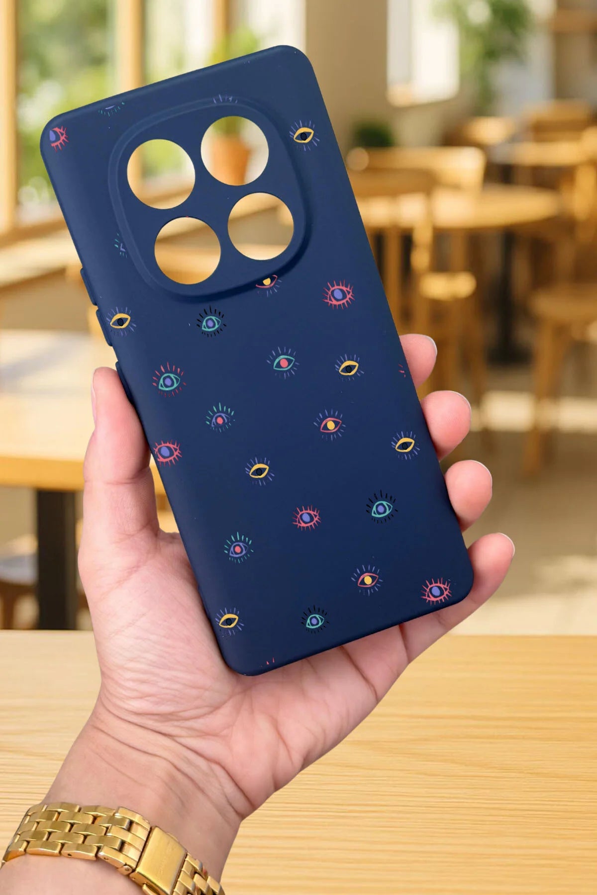 Xiaomi Redmi Note 14 Pro5G MİNİ EVIL EYE DESENLİ Silikon Darbe Emici Klasik Korumalı Rubber Kılıf