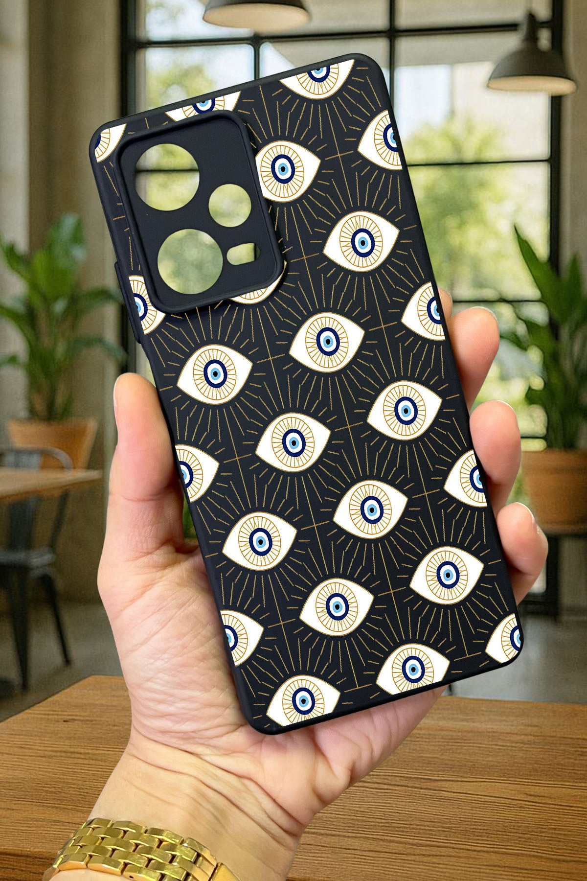 Xiaomi Redmi Note 12 Pro 5G EVIL EYE DESENLİ Silikon Darbe Emici Klasik Korumalı Rubber Kılıf