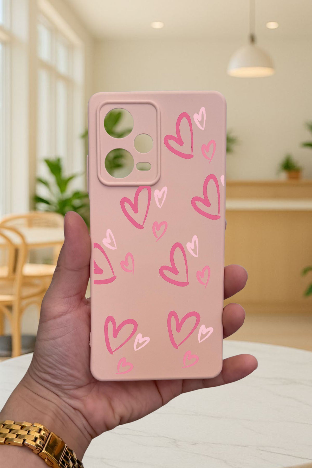 Xiaomi Redmi Note 12 Pro 5G PEMBE KALP DESENLİ Silikon Darbe Emici Klasik Korumalı Rubber Kılıf