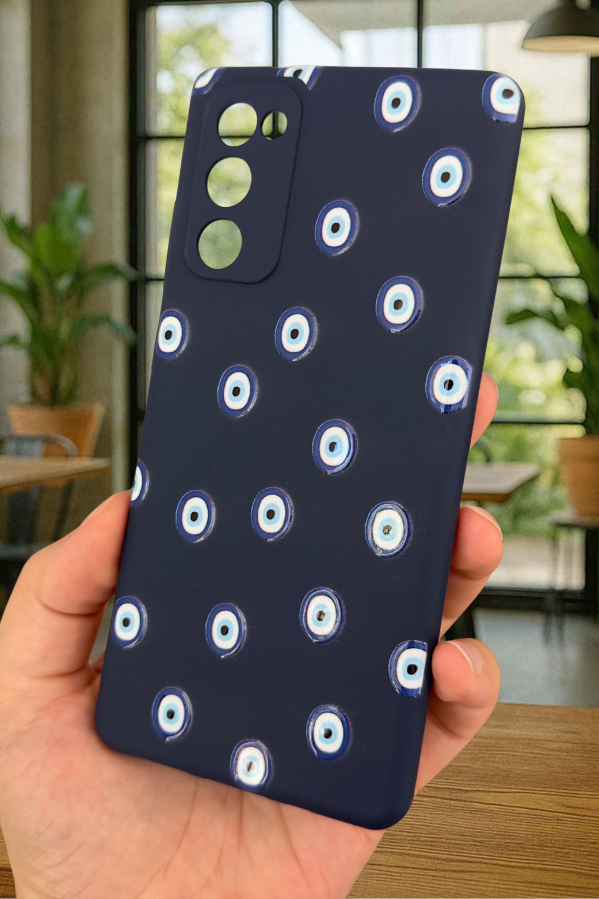 Samsung Galaxy S20 Fe - Nazar Boncuk Desenli Silikon Darbe Emici Klasik Korumalı Rubber Kılıf