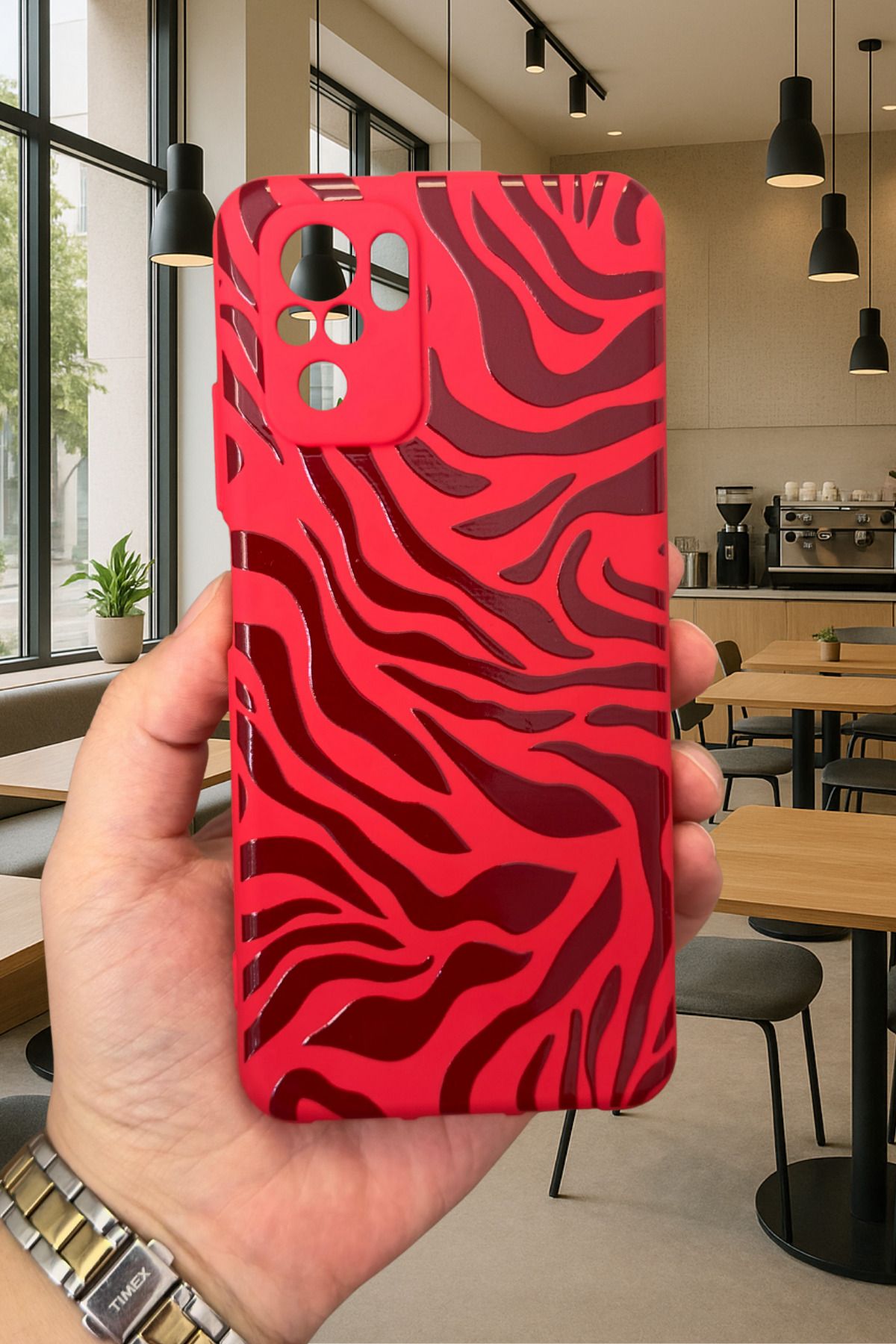 Xiaomi Redmi Note 10 ve 10S Uyumlu ZEBRA DESENLİ Silikon Darbe Emici Klasik Korumalı Rubber Kılıf