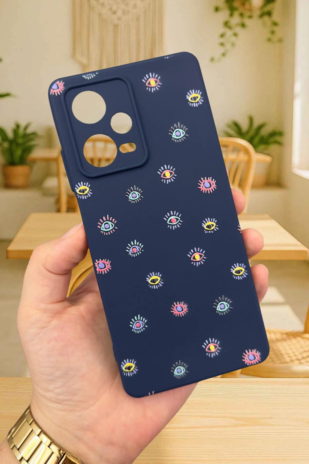 Xiaomi Redmi Note 12 Pro5G-MİNİ EVIL EYE DESENLİ Silikon Darbe Emici Klasik Korumalı Rubber Kılıf