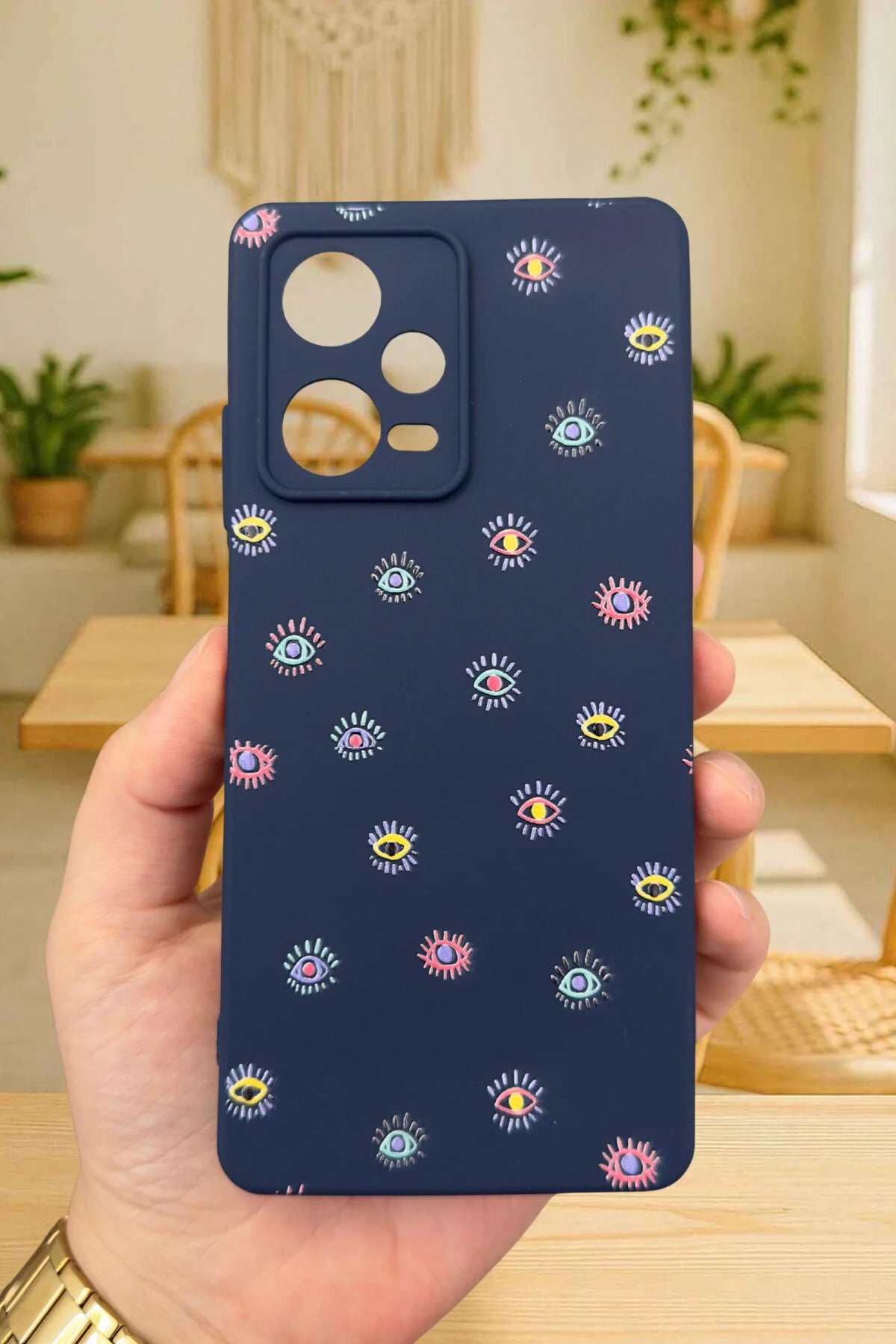 Xiaomi Redmi Note 12 Pro5G-MİNİ EVIL EYE DESENLİ Silikon Darbe Emici Klasik Korumalı Rubber Kılıf