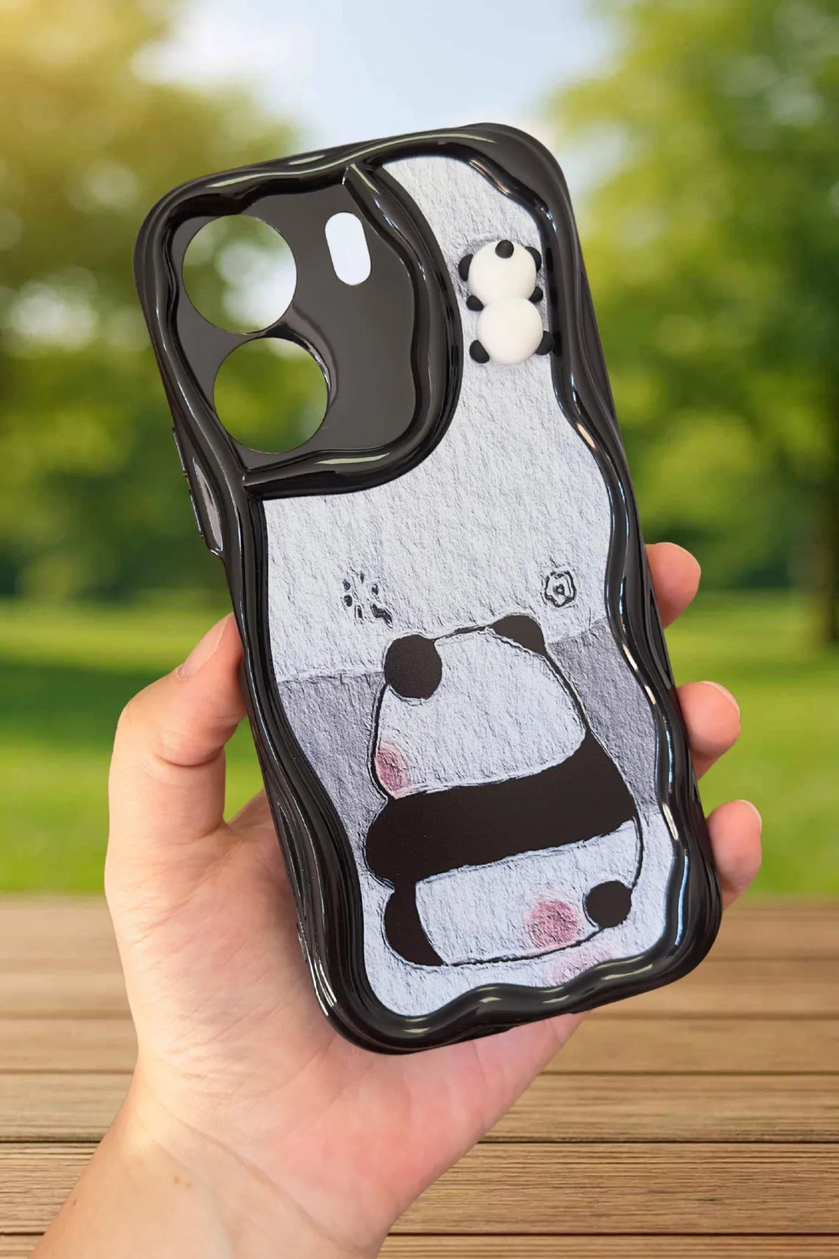 Redmi 13C Sevimli Ayıcık Panda Desenli 3 Boyutlu Şirin Parlak Tasarım Panda Kılıf