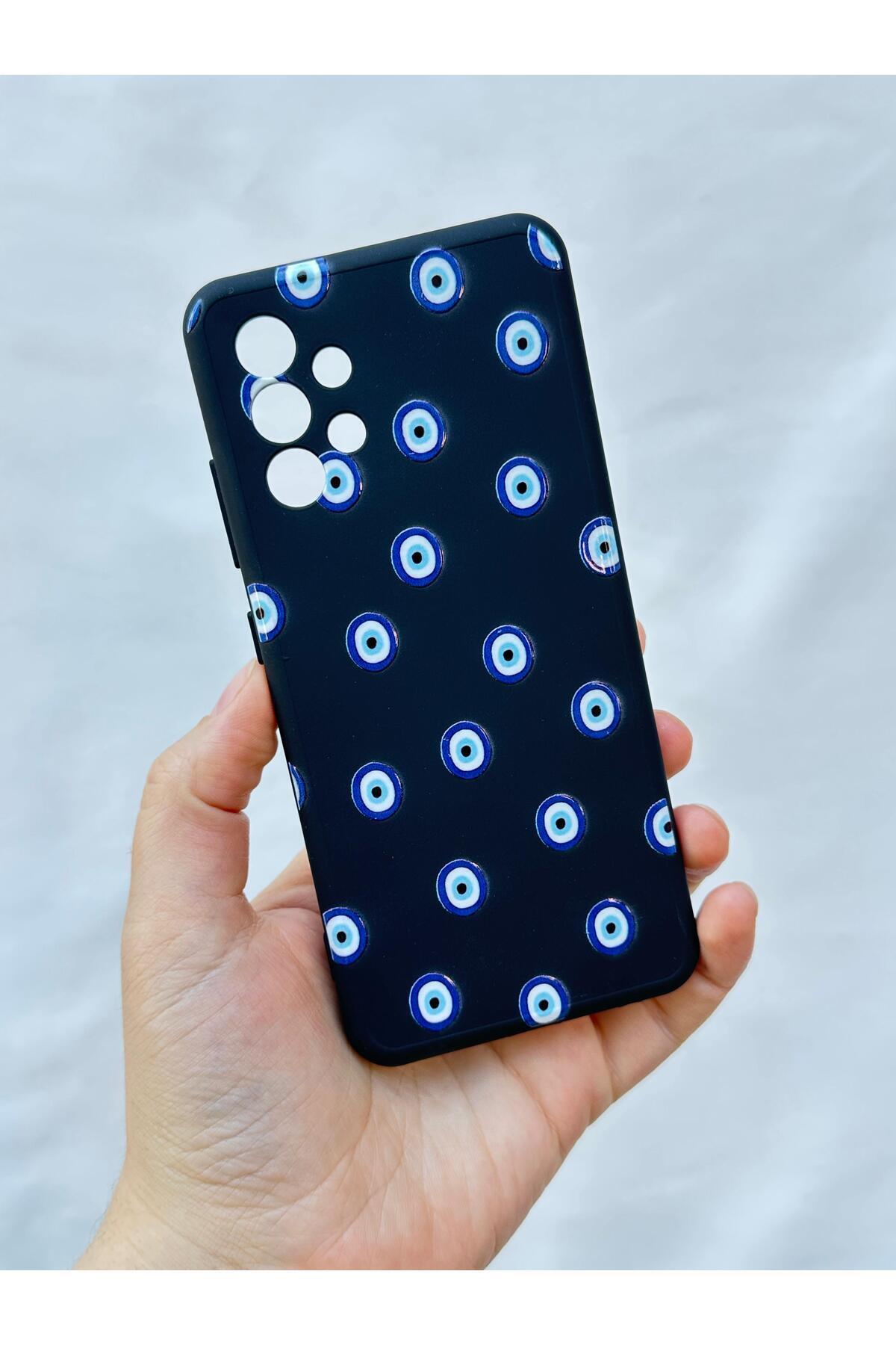 Samsung Galaxy A32 -NAZAR BONCUK DESENLİ Silikon Darbe Emici Klasik Korumalı Rubber Kılıf