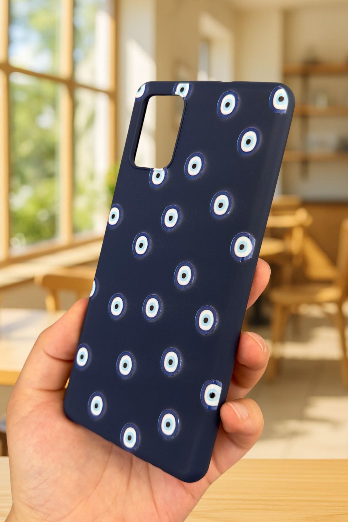 Samsung Galaxy A71 Uyumlu Nazar Boncuk Desenli Silikon Darbe Emici Klasik Korumalı Rubber Kılıf