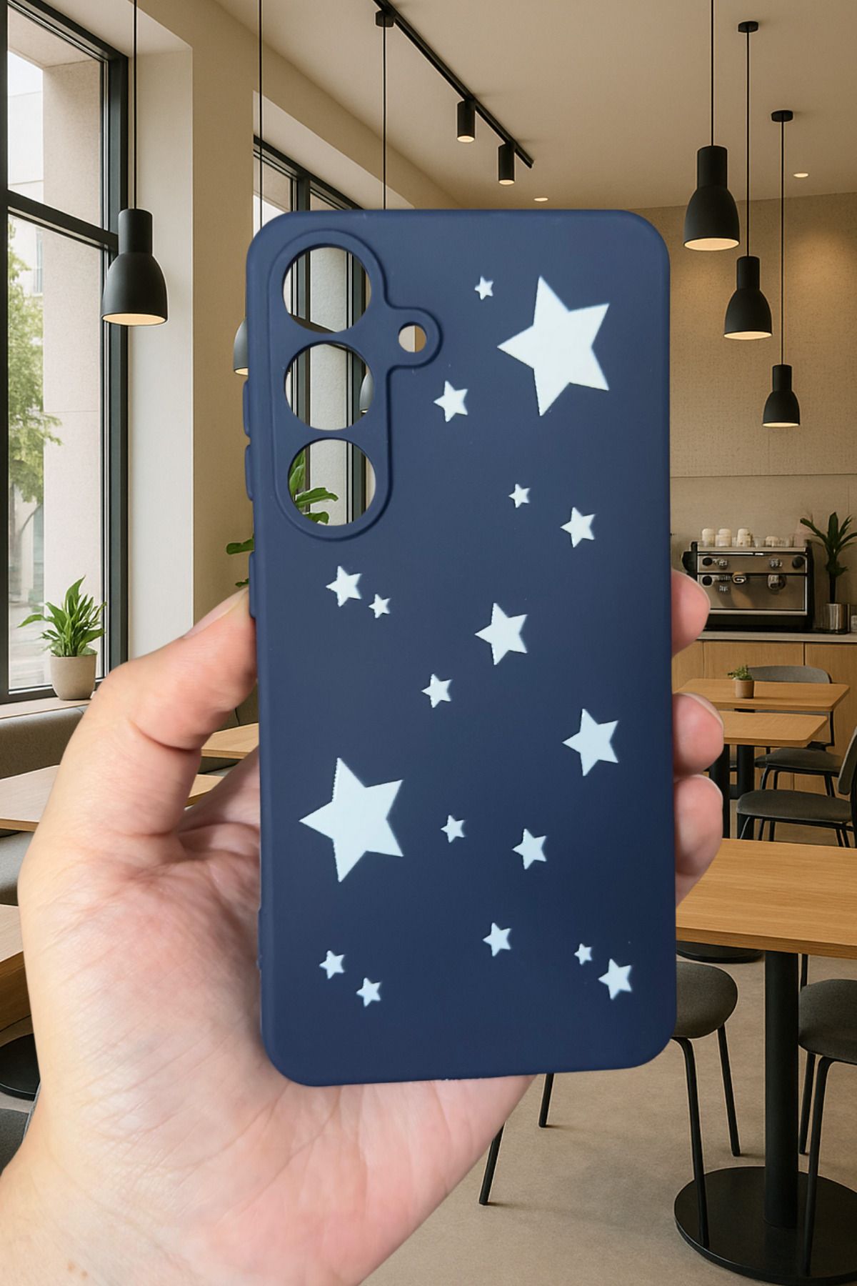 Samsung Galaxy S25 - MİNİ YILDIZ DESENLİ Silikon Darbe Emici Klasik Korumalı Rubber Kılıf