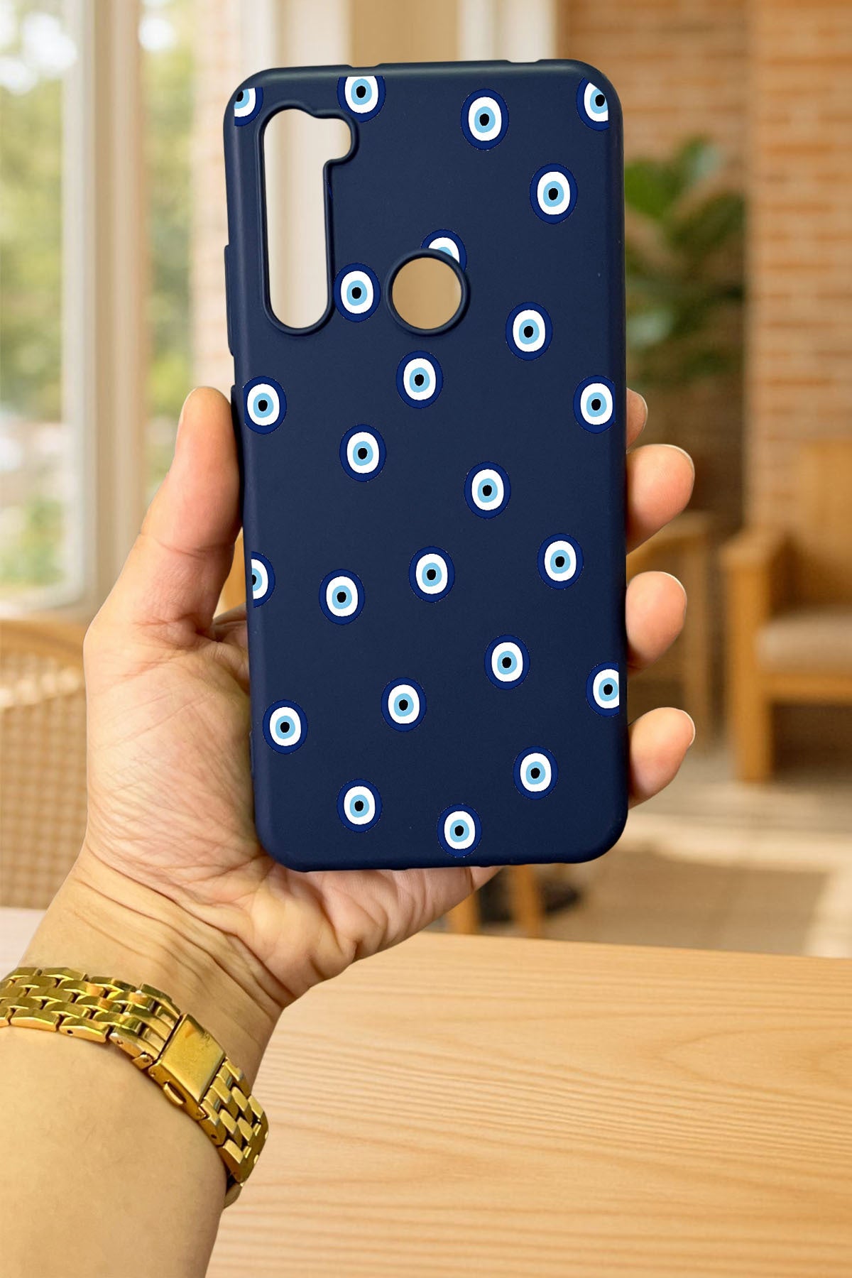 Xiaomi Redmi Note 8 NAZAR BONCUK DESENLİ Silikon Darbe Emici Klasik Korumalı Rubber Kılıf