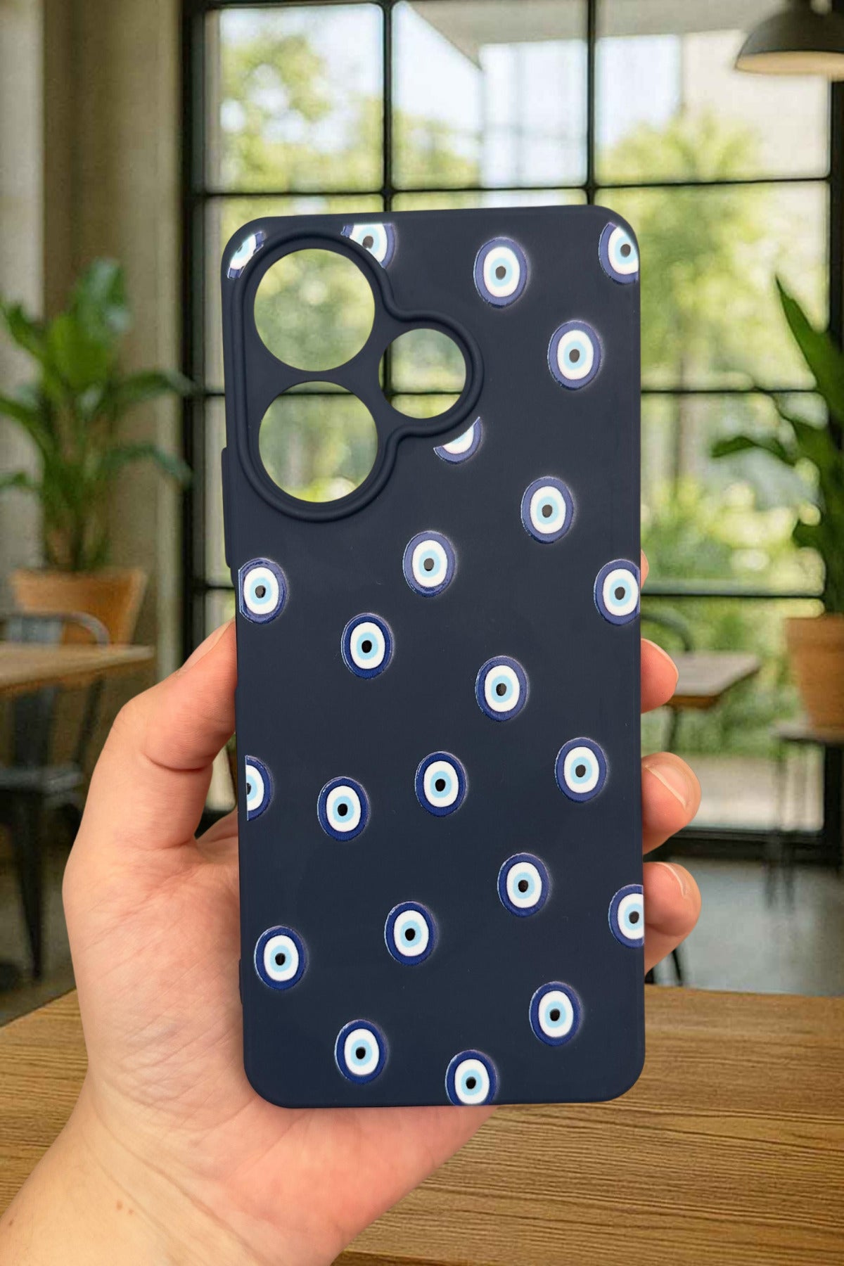 Xiaomi Redmi 13 4G NAZAR BONCUK DESENLİ Silikon Darbe Emici Klasik Korumalı Rubber Kılıf