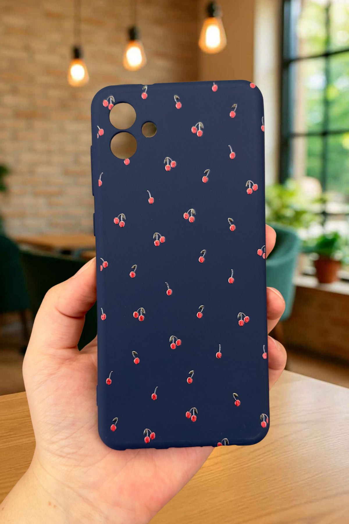 Samsung Galaxy A04 - MİNİ KİRAZ DESENLİ Silikon Darbe Emici Klasik Korumalı Rubber Kılıf
