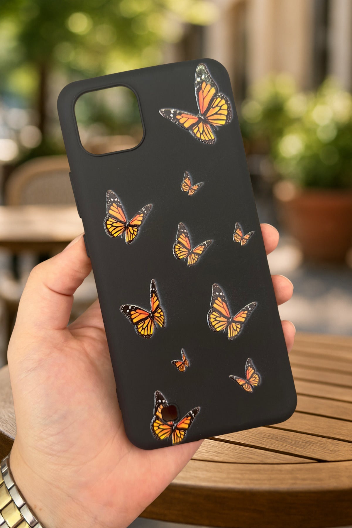 Realme C11 - KELEBEK DESENLİ Silikon Darbe Emici Klasik Korumalı Rubber Kılıf