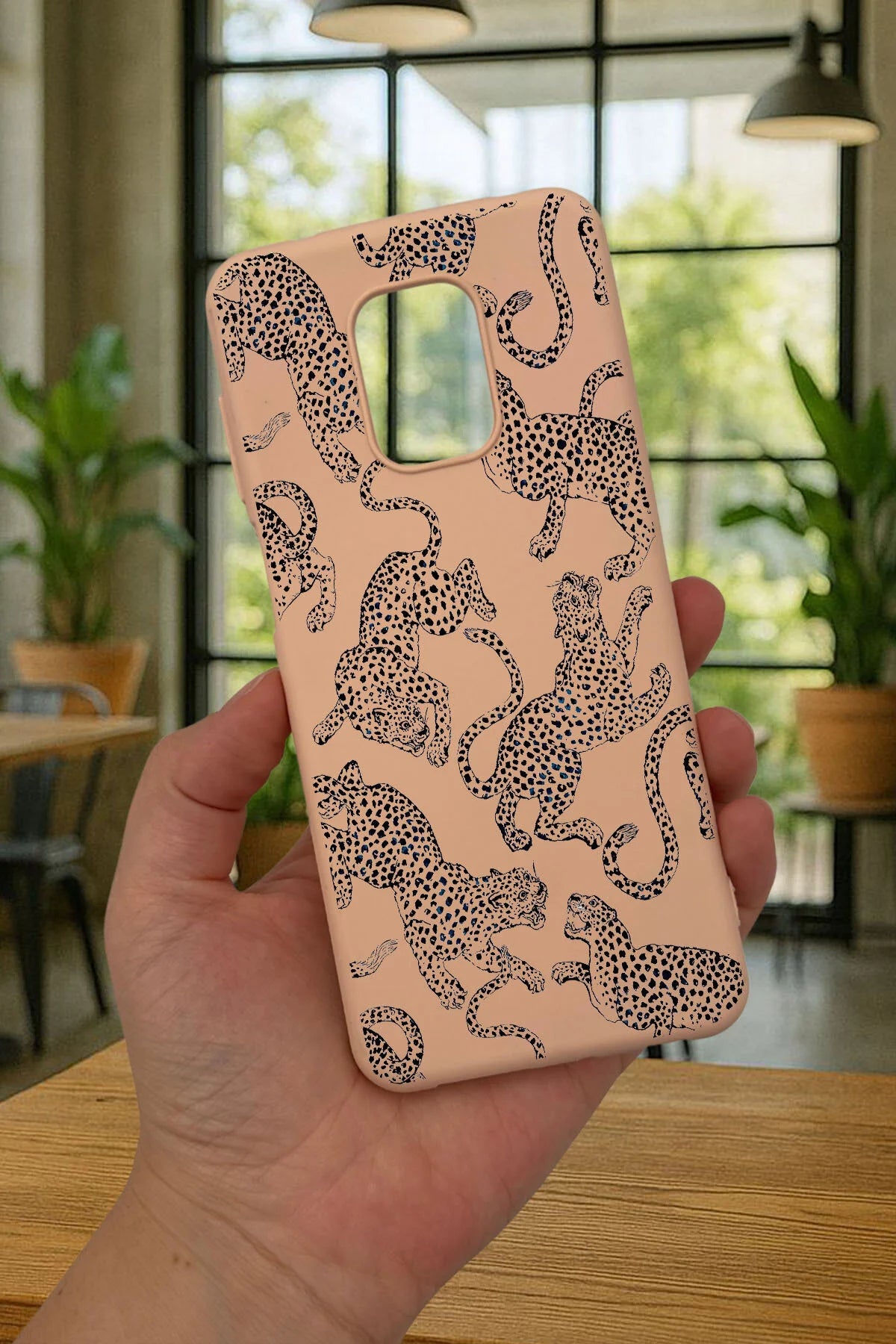Xiaomi Redmi Note 9 Pro/9S Uyumlu LEOPAR DESENLİ Silikon Darbe Emici Klasik Korumalı Rubber Kılıf