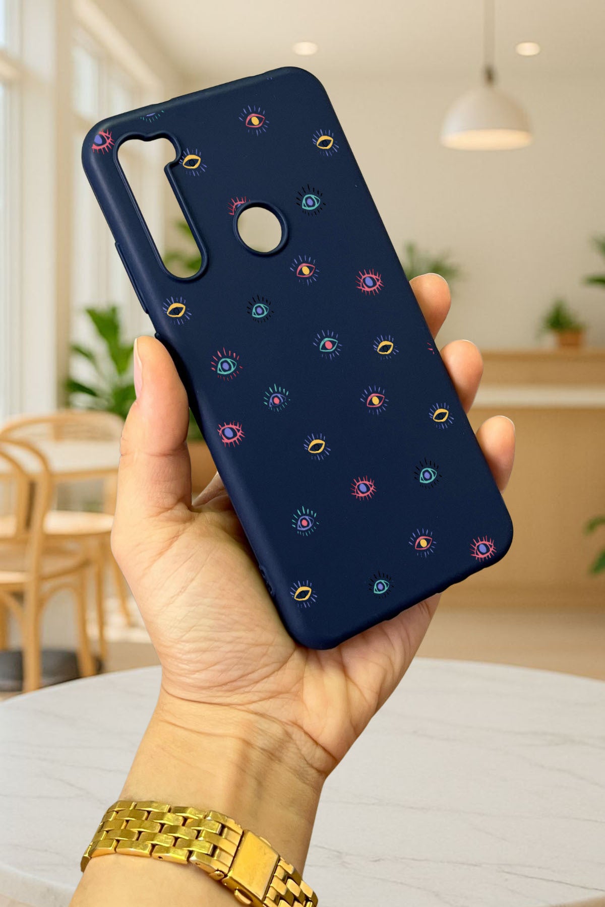 Xiaomi Redmi Note 8 MİNİ EVIL EYE DESENLİ Silikon Darbe Emici Klasik Korumalı Rubber Kılıf