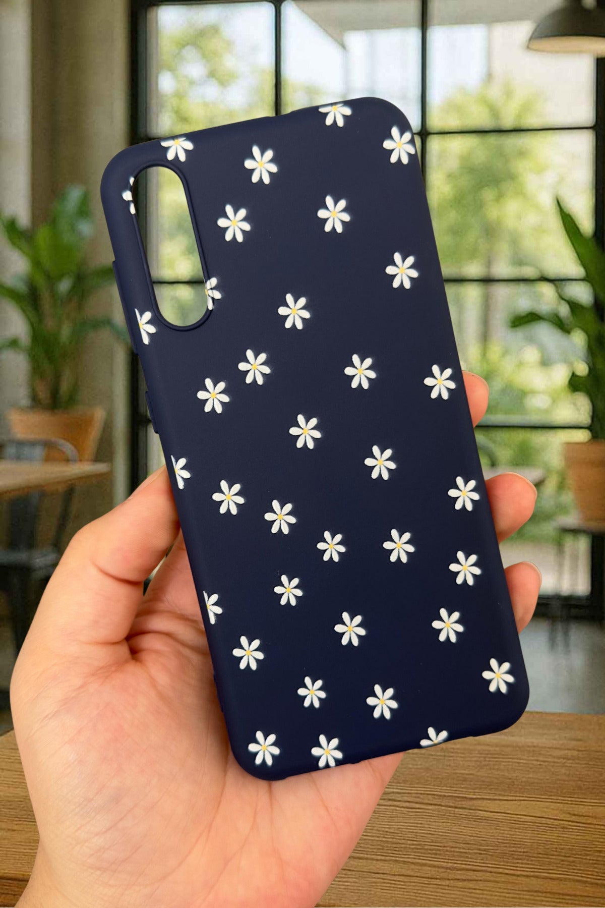 Samsung Galaxy A50 Uyumlu Mini Papatya Desenli Silikon Darbe Emici Klasik Korumalı Rubber Kılıf