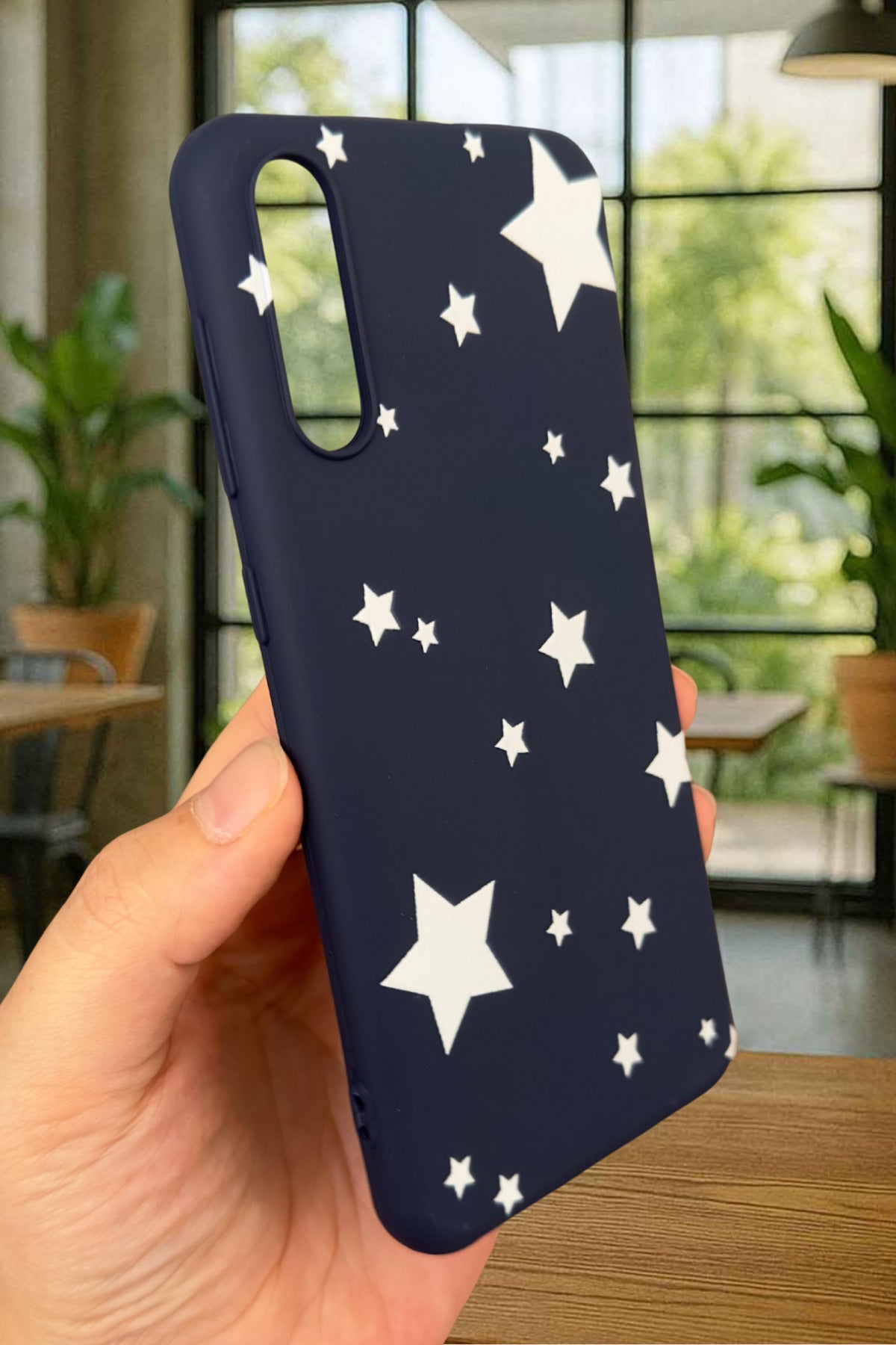 Samsung Galaxy A50 Uyumlu Mini Yıldız Desenli Silikon Darbe Emici Klasik Korumalı Rubber Kılıf