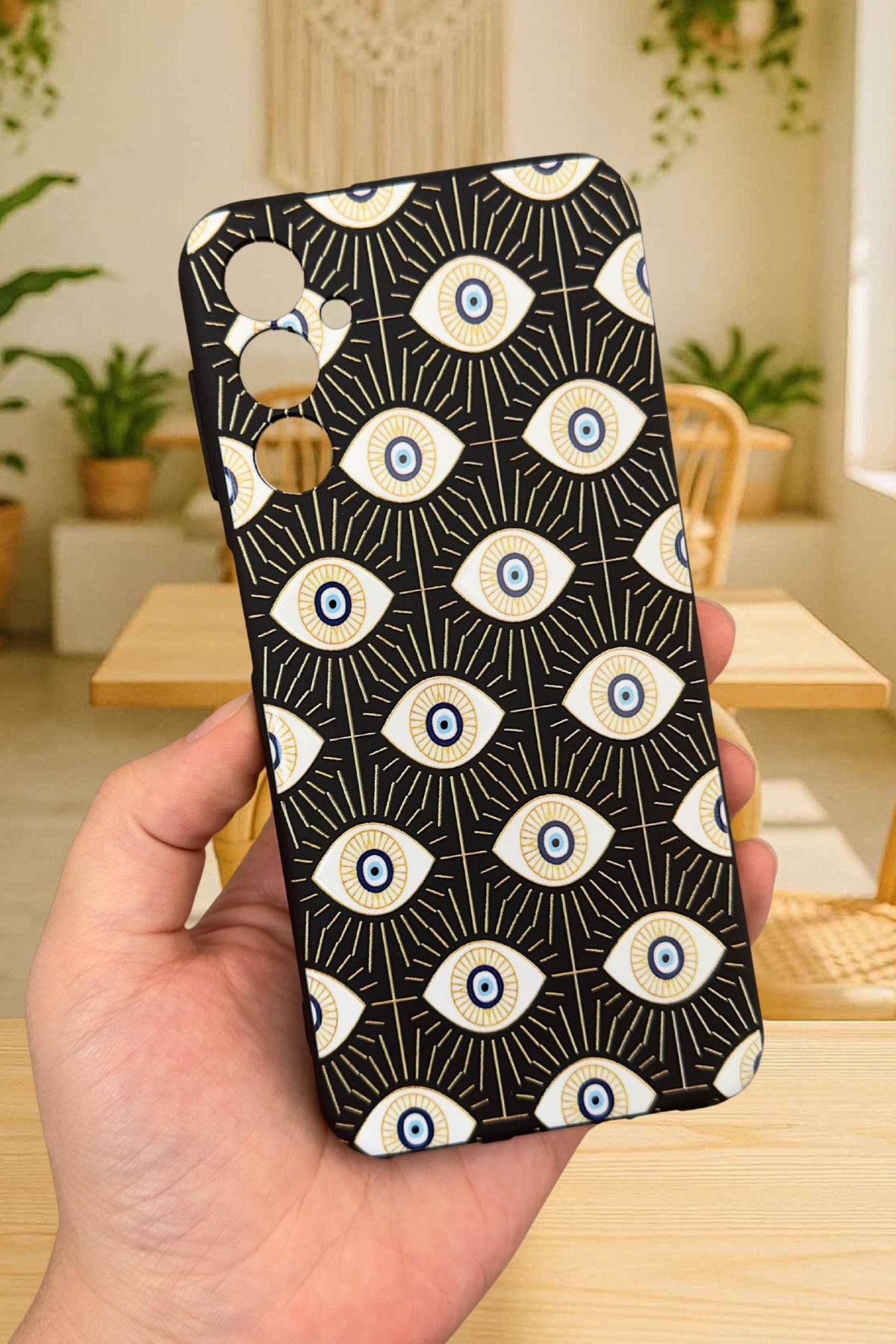Samsung Galaxy A14 Uyumlu EVIL EYE DESENLİ Silikon Darbe Emici Klasik Korumalı Rubber Kılıf