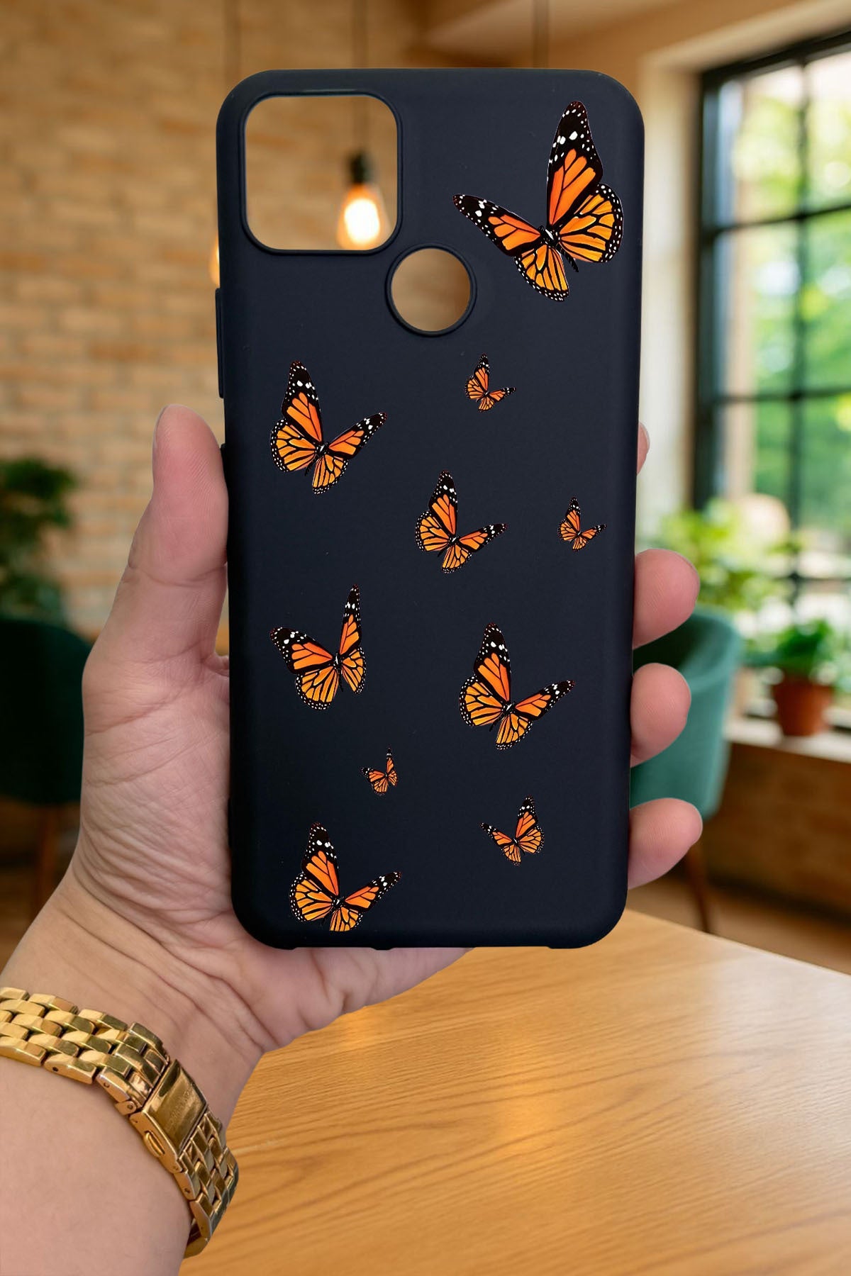 Realme C25 -KELEBEK DESENLİ Silikon Darbe Emici Klasik Korumalı Rubber Kılıf
