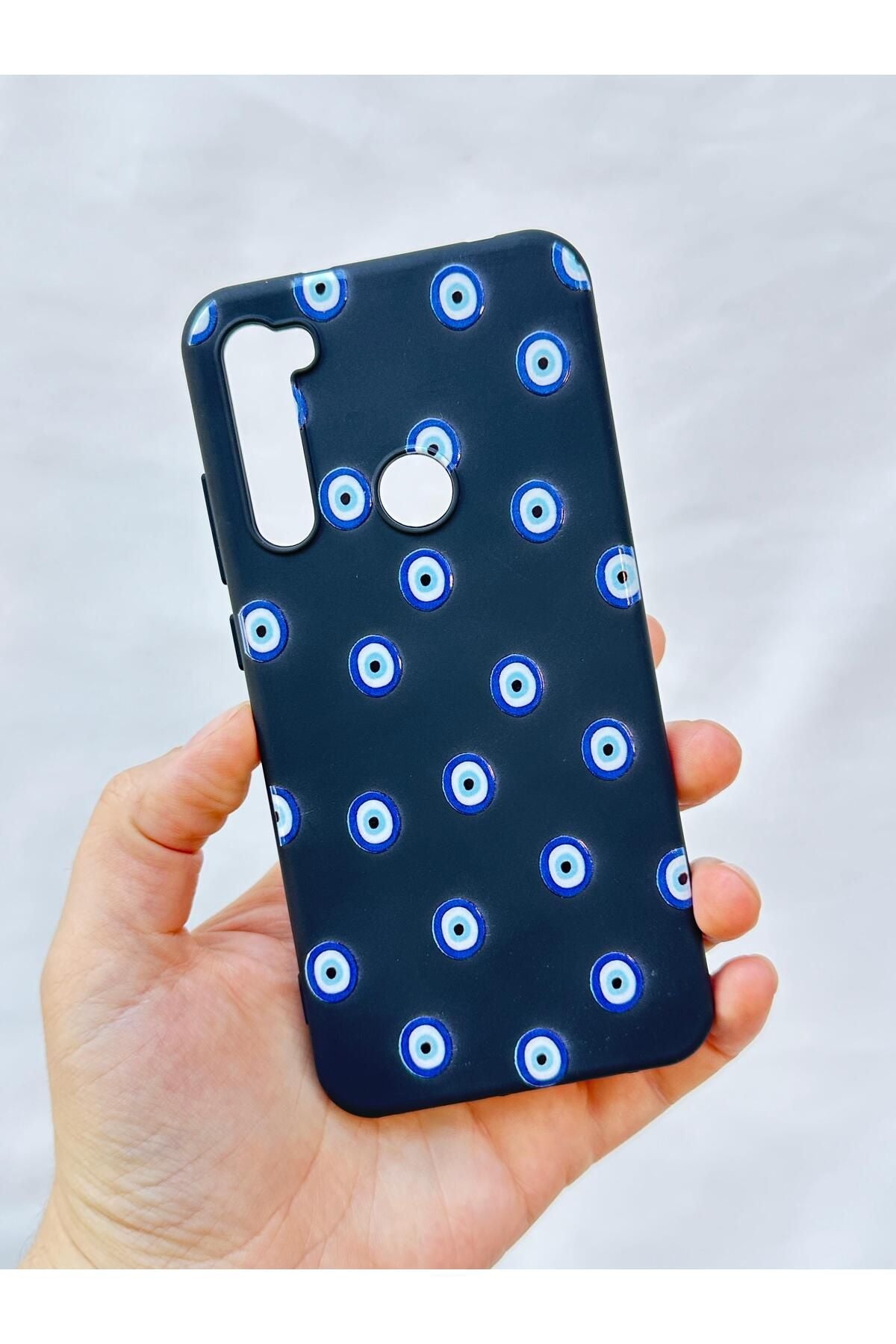 Redmi Note 8 Nazar Boncuk Desenli Silikon Darbe Emici Klasik Korumalı Rubber Kılıf