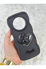 Xİaomi Redmi A3 Renkli Kalp Kurdele Detaylı Simli Dalgalı Sweety Kılıf