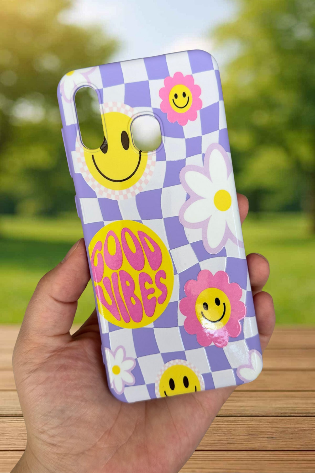 Samsung Galaxy A20 Uyumlu GOOD VİBES Silikon Darbe Emici Klasik Korumalı Rubber Kılıf