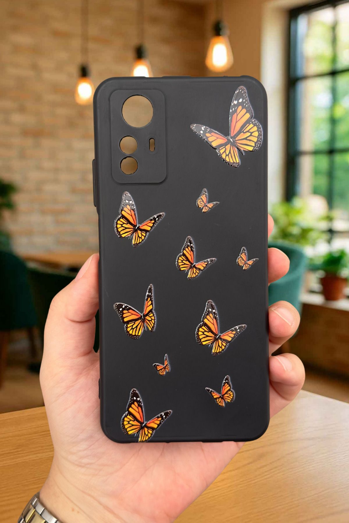 Xiaomi Redmi Note 12S KELEBEK DESENLİ Silikon Darbe Emici Klasik Korumalı Rubber Kılıf