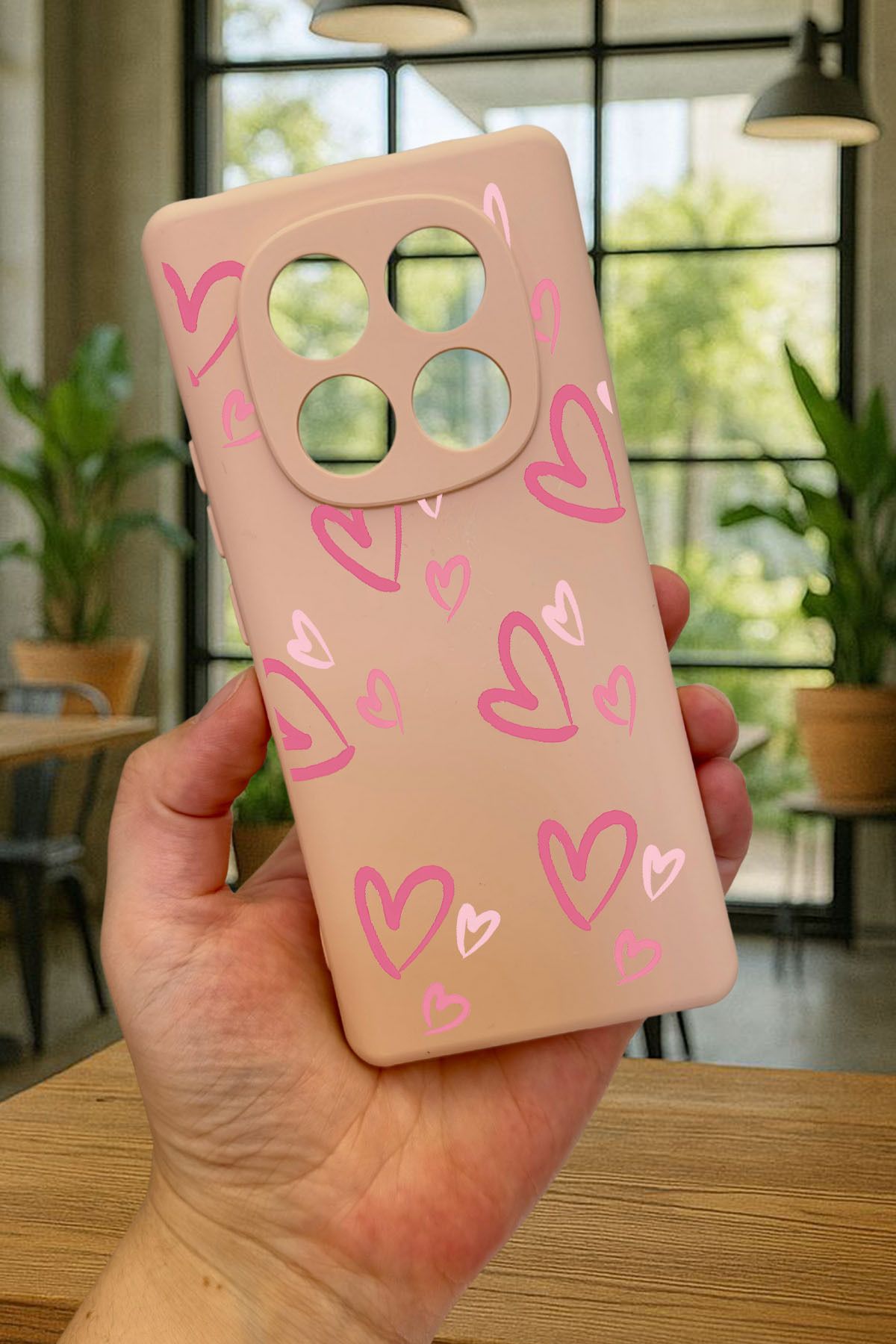 Xiaomi Redmi Note 14 Pro 4G -PEMBE KALP DESENLİ Silikon Darbe Emici Klasik Korumalı Rubber Kılıf