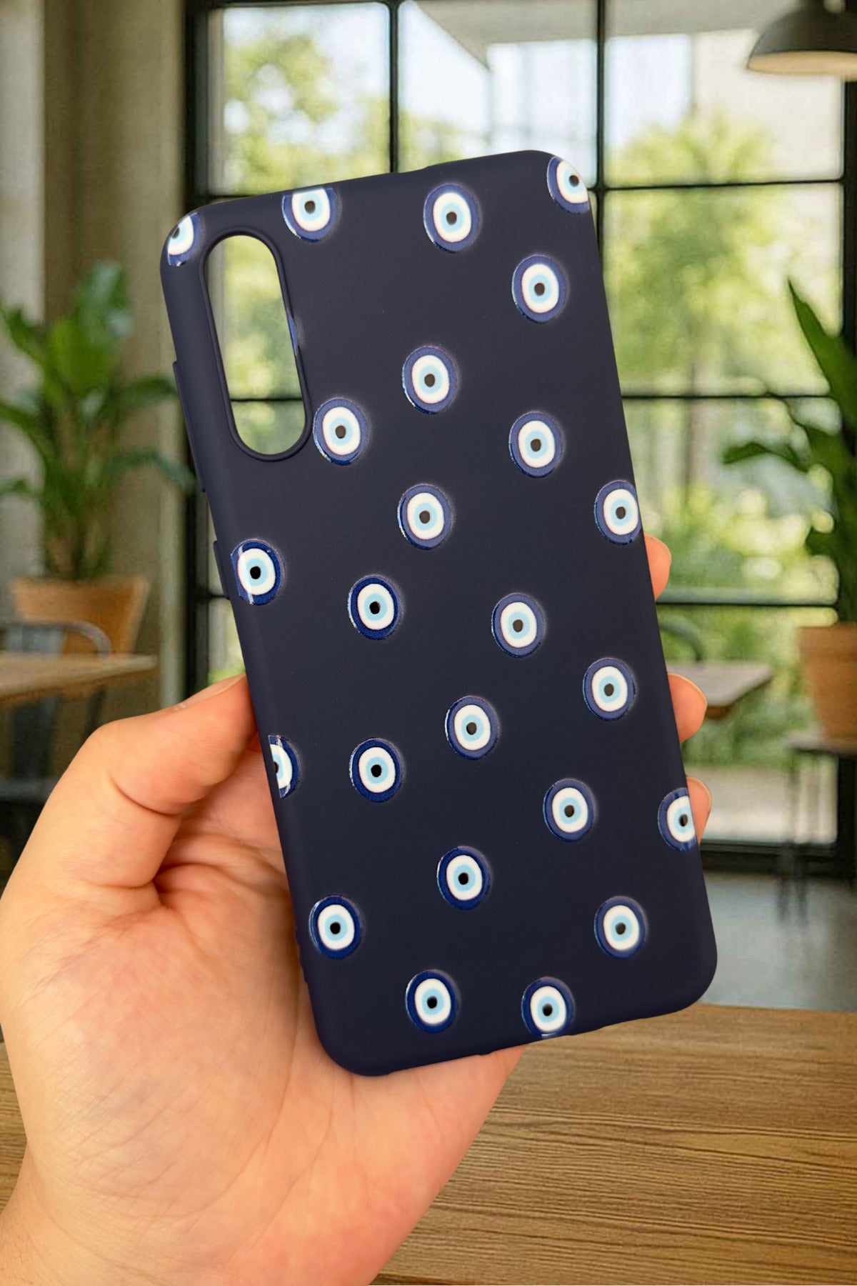 Samsung Galaxy A50 Uyumlu Nazar Boncuk Desenli Silikon Darbe Emici Klasik Korumalı Rubber Kılıf