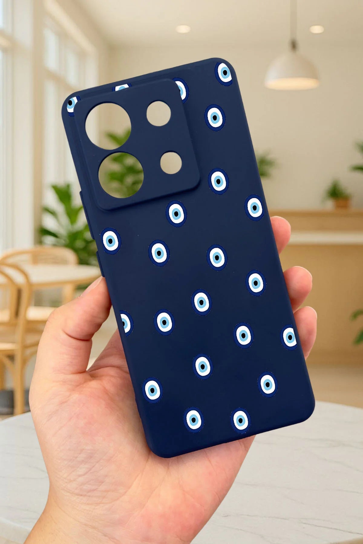 Xiaomi Redmi Note 13 Pro 5G NAZAR BONCUK DESENLİ Silikon Darbe Emici Klasik Korumalı Rubber Kılıf