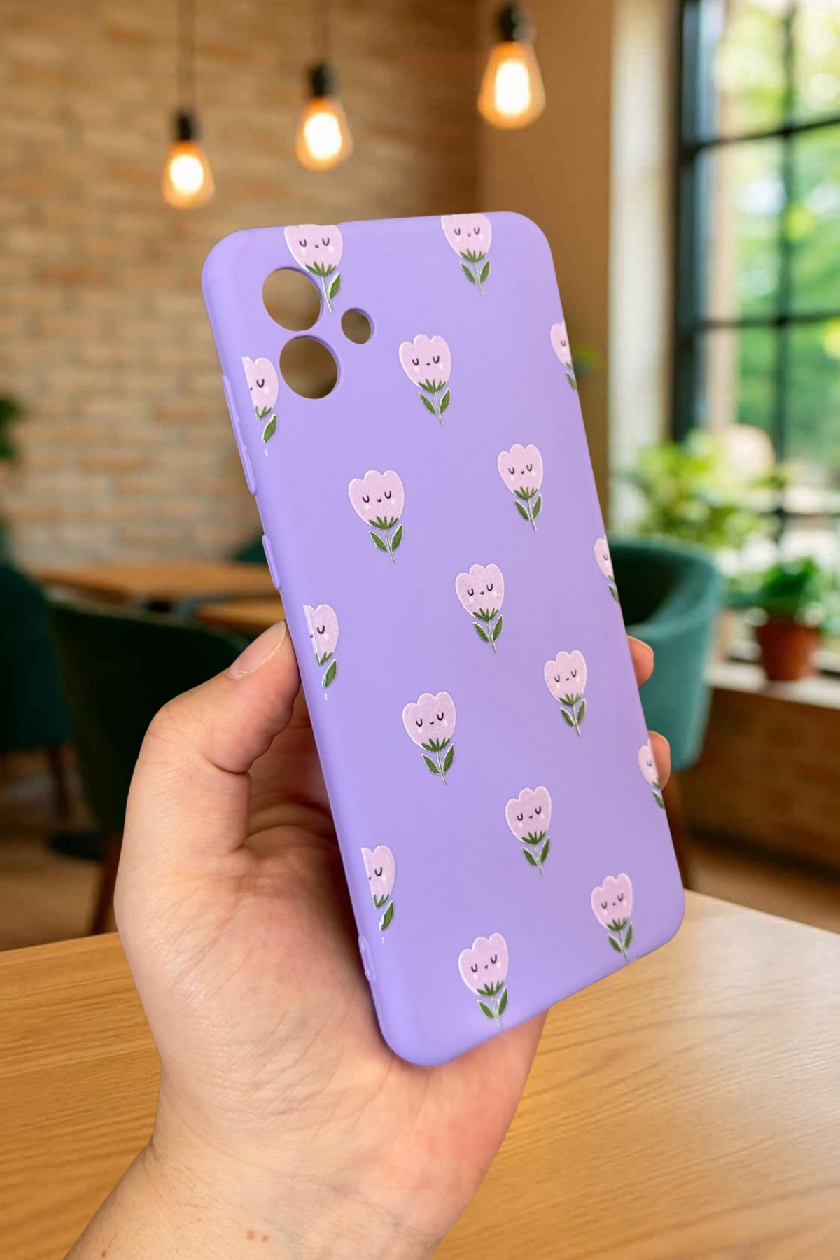 Samsung Galaxy A04 - MİNİ LALE DESENLİ Silikon Darbe Emici Klasik Korumalı Rubber Kılıf