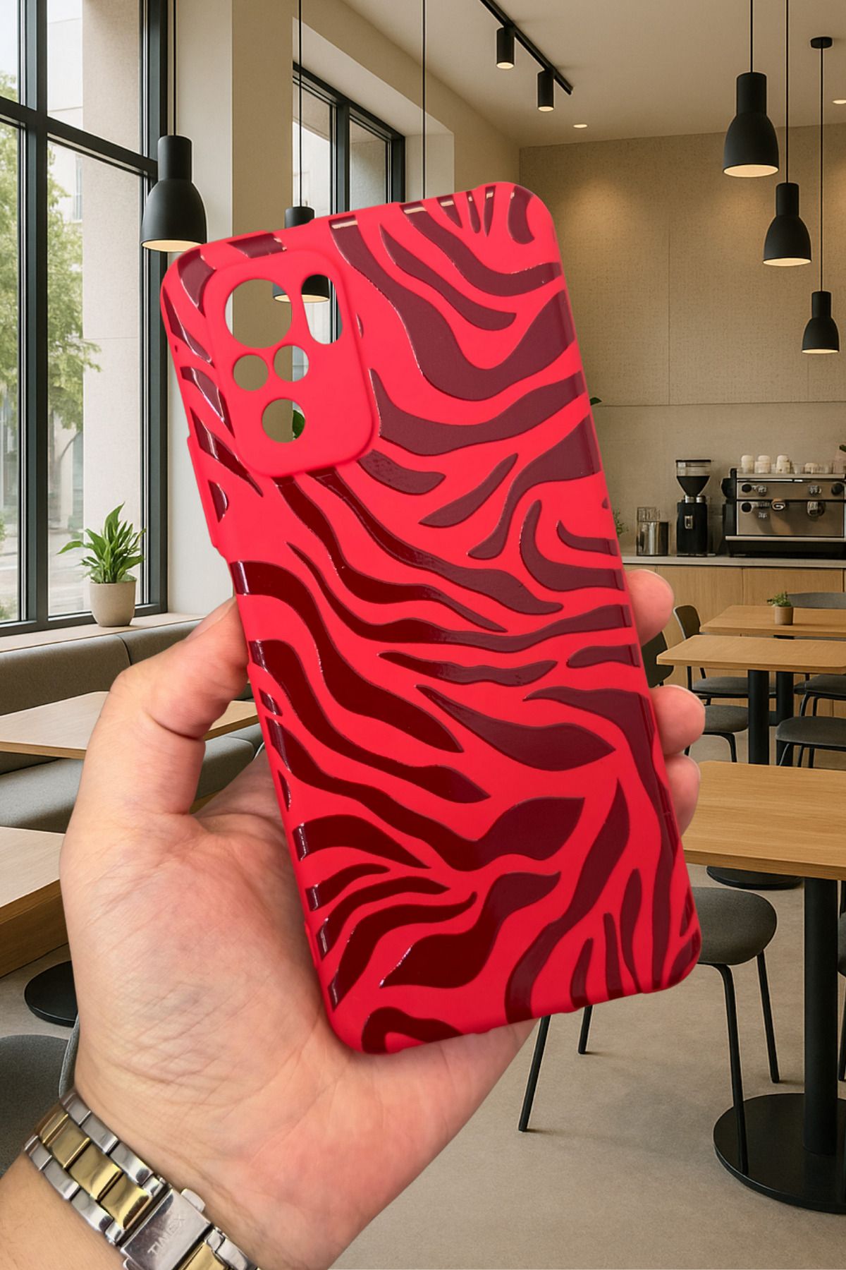 Xiaomi Redmi Note 10 ve 10S Uyumlu ZEBRA DESENLİ Silikon Darbe Emici Klasik Korumalı Rubber Kılıf