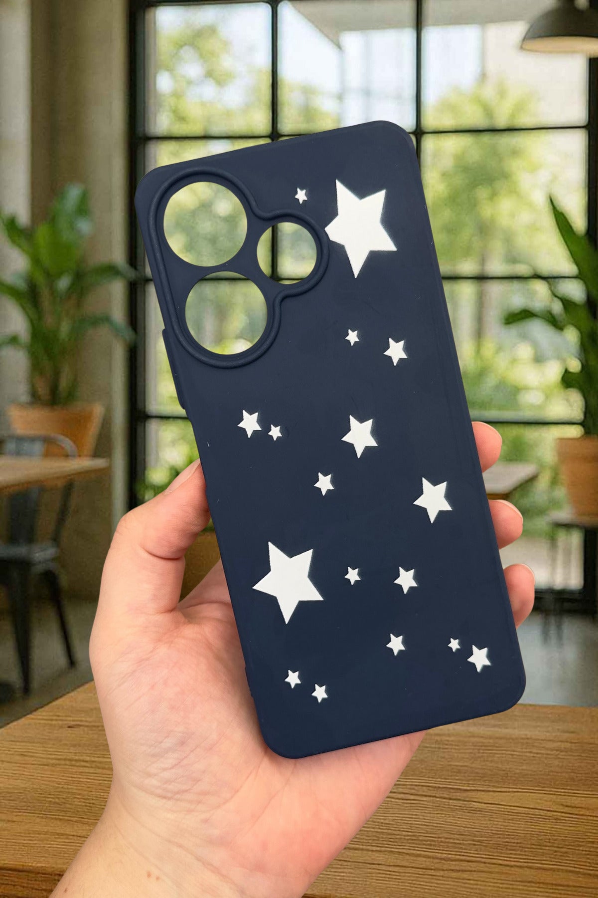 Xiaomi Redmi 13 4G MİNİ YILDIZ DESENLİ Silikon Darbe Emici Klasik Korumalı Rubber Kılıf