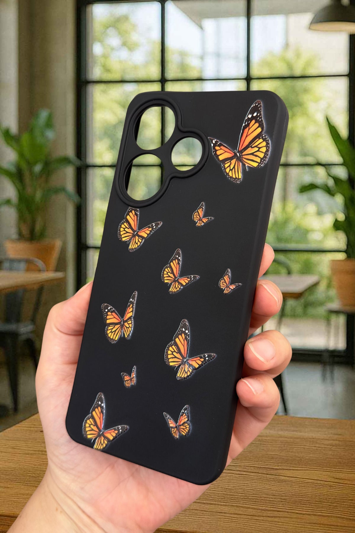 Xiaomi Redmi 13 4G KELEBEK DESENLİ Silikon Darbe Emici Klasik Korumalı Rubber Kılıf
