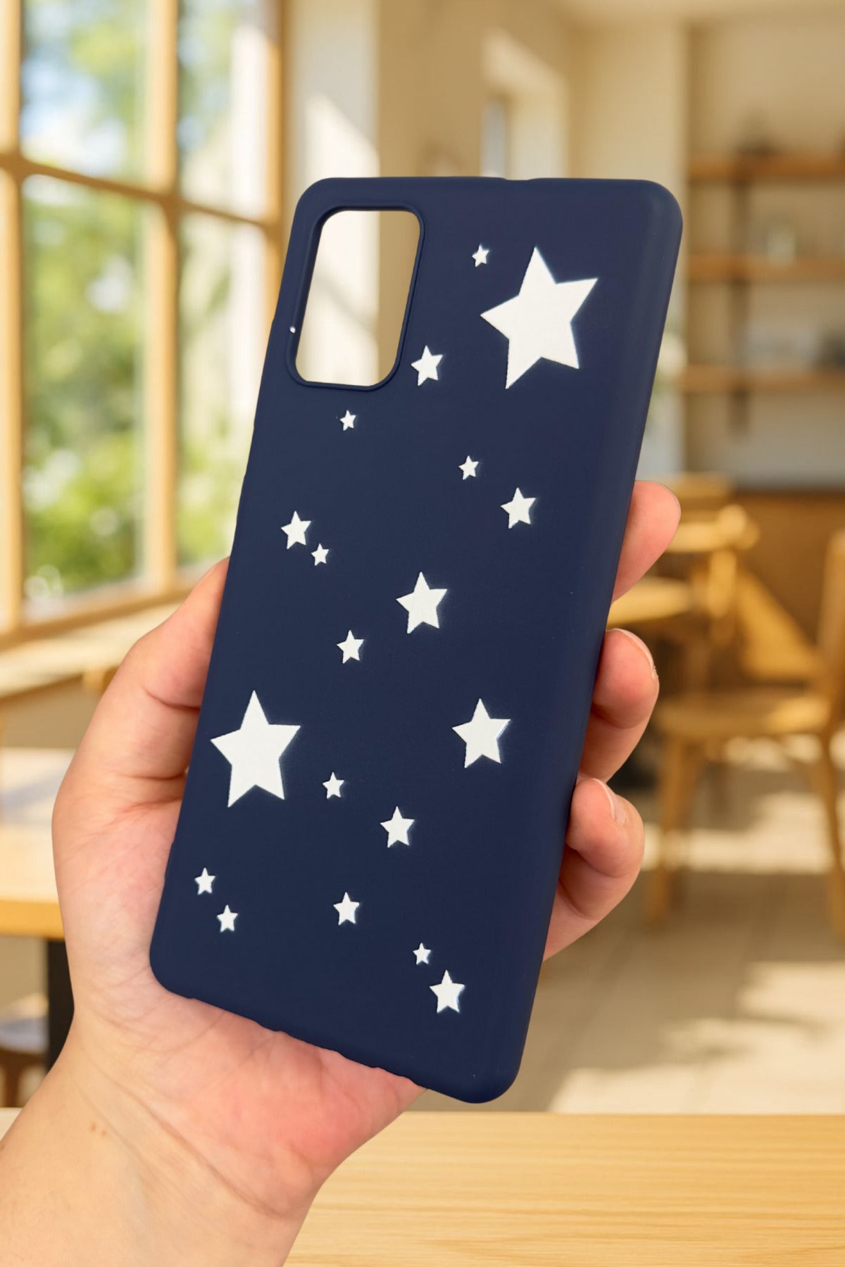 Samsung Galaxy A71 Uyumlu Mini Yıldız Desenli Silikon Darbe Emici Klasik Korumalı Rubber Kılıf