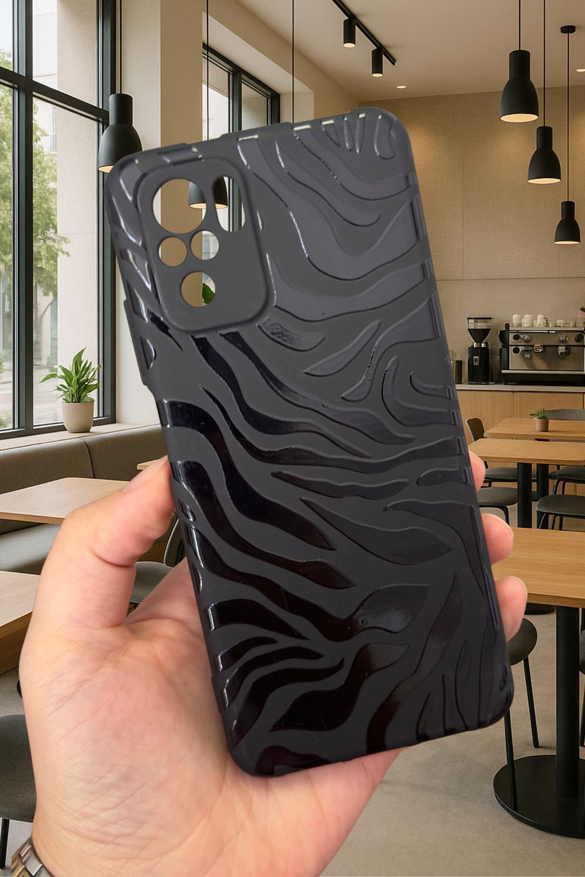 Xiaomi Redmi Note 10/10S Uyumlu ZEBRA DESENLİ Silikon Darbe Emici Klasik Korumalı Rubber Kılıf