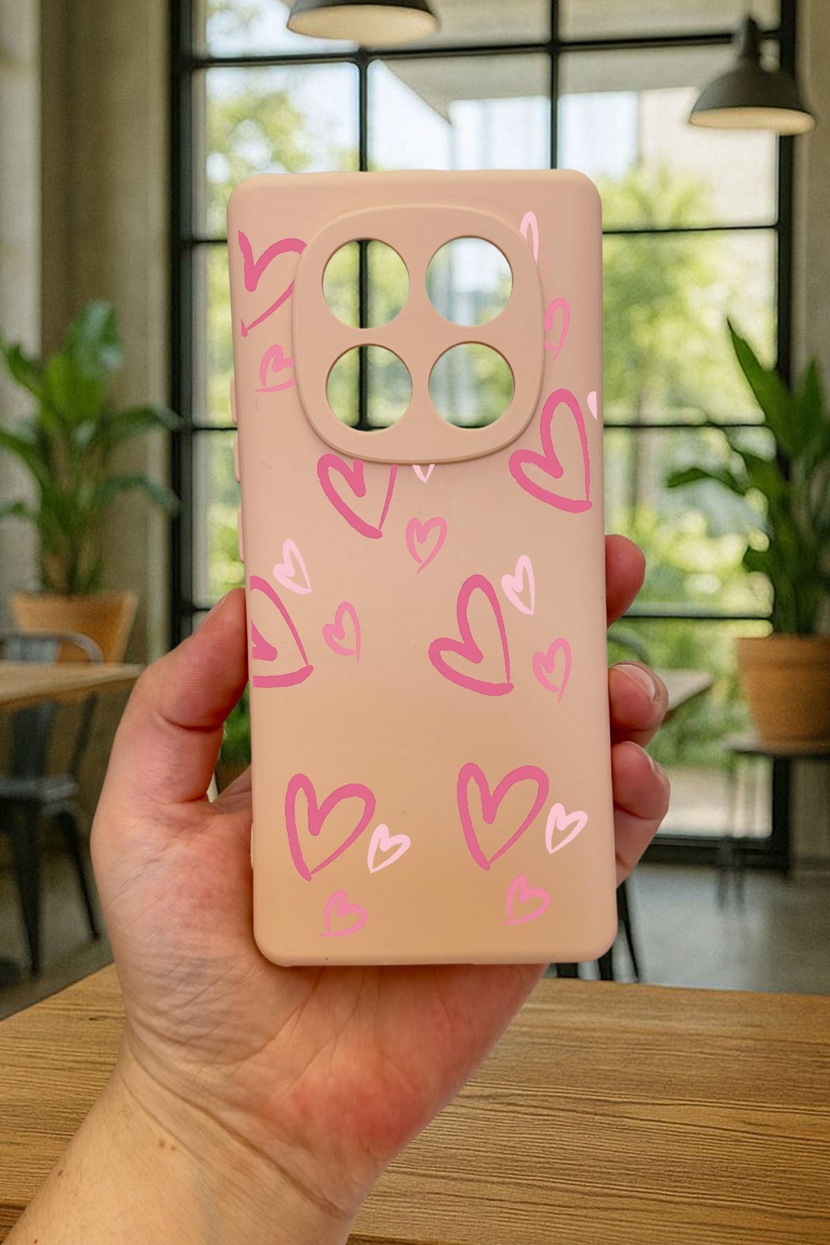 Xiaomi Redmi Note 14 Pro 4G -PEMBE KALP DESENLİ Silikon Darbe Emici Klasik Korumalı Rubber Kılıf