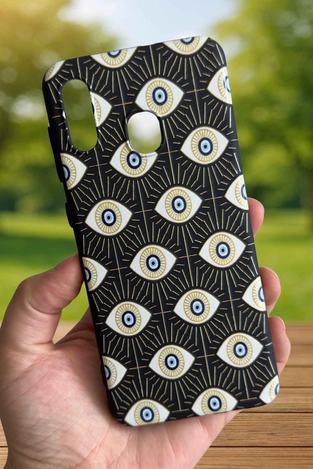 Samsung Galaxy A20 Uyumlu EVIL EYE Desenli Silikon Darbe Emici Klasik Korumalı Rubber Kılıf