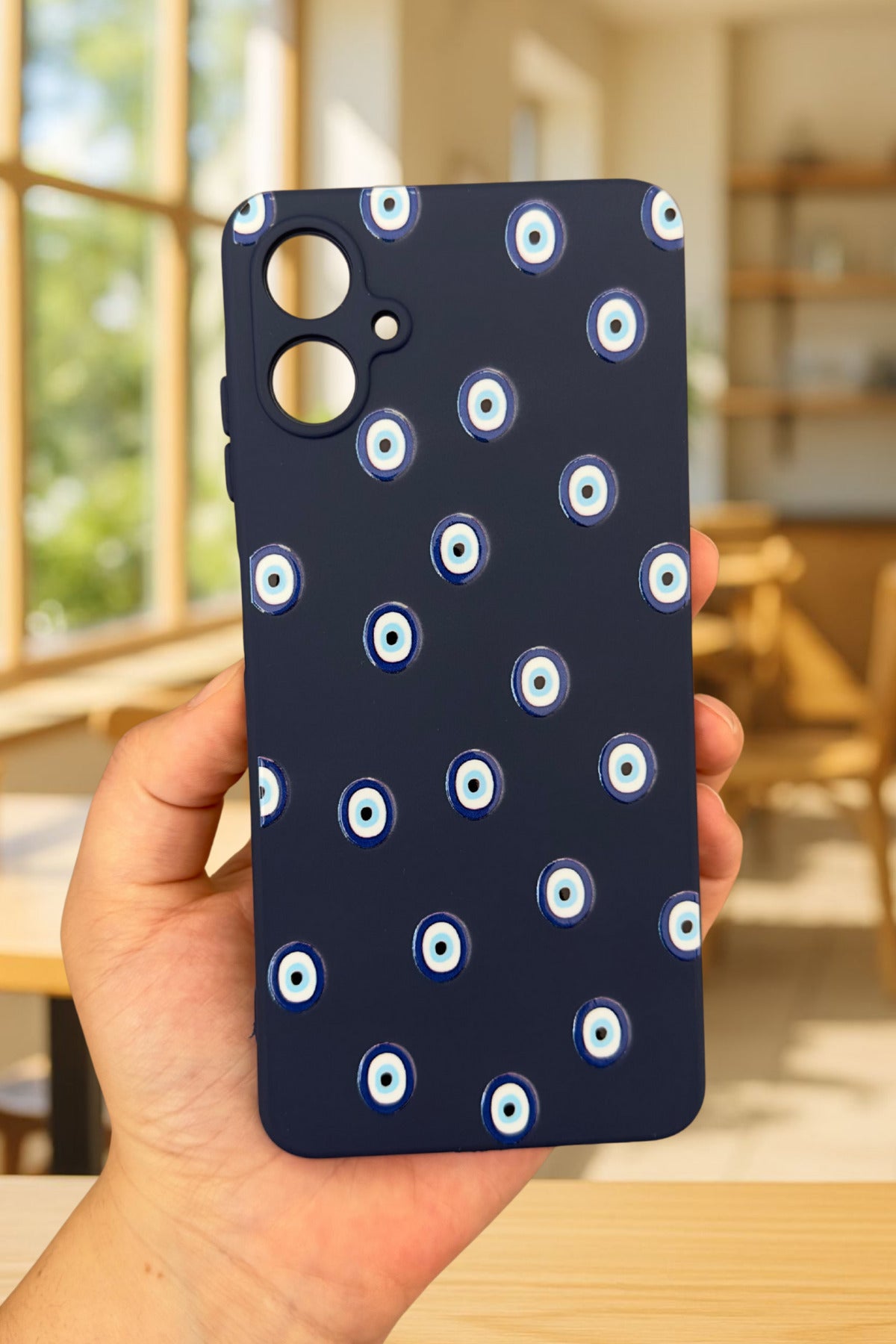 Samsung Galaxy A06 Uyumlu Nazar Boncuk Desenli Silikon Darbe Emici Klasik Korumalı Rubber Kılıf