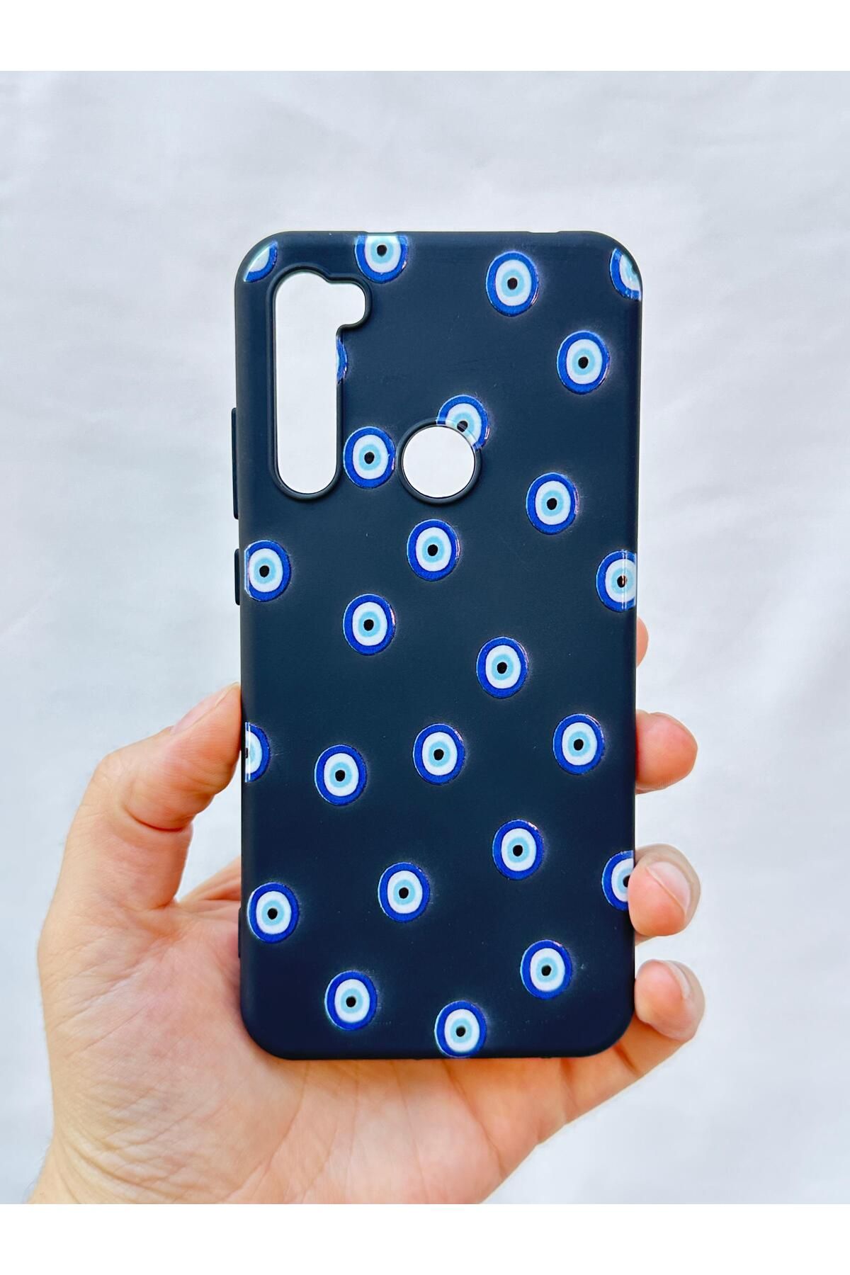 Redmi Note 8 Nazar Boncuk Desenli Silikon Darbe Emici Klasik Korumalı Rubber Kılıf