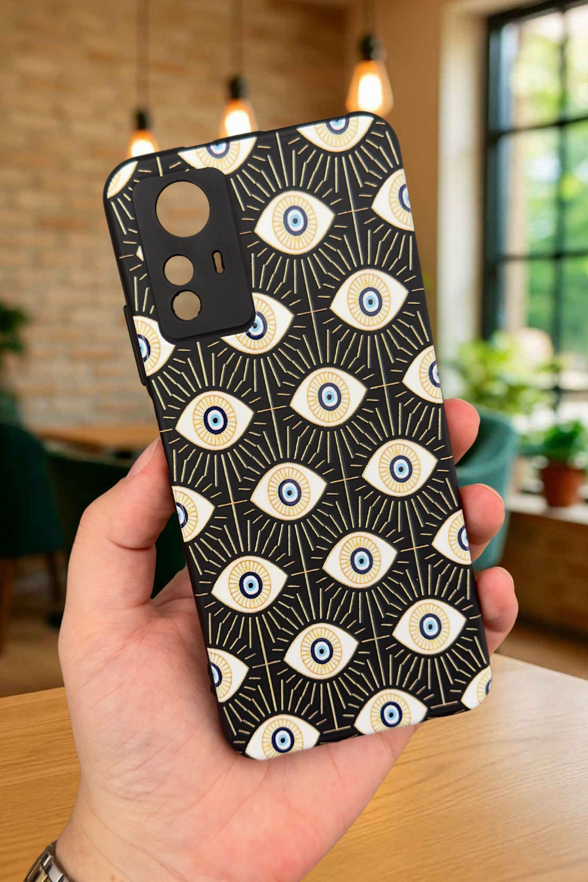 Xiaomi Redmi Note 12S - EVIL EYE DESENLİ Silikon Darbe Emici Klasik Korumalı Rubber Kılıf