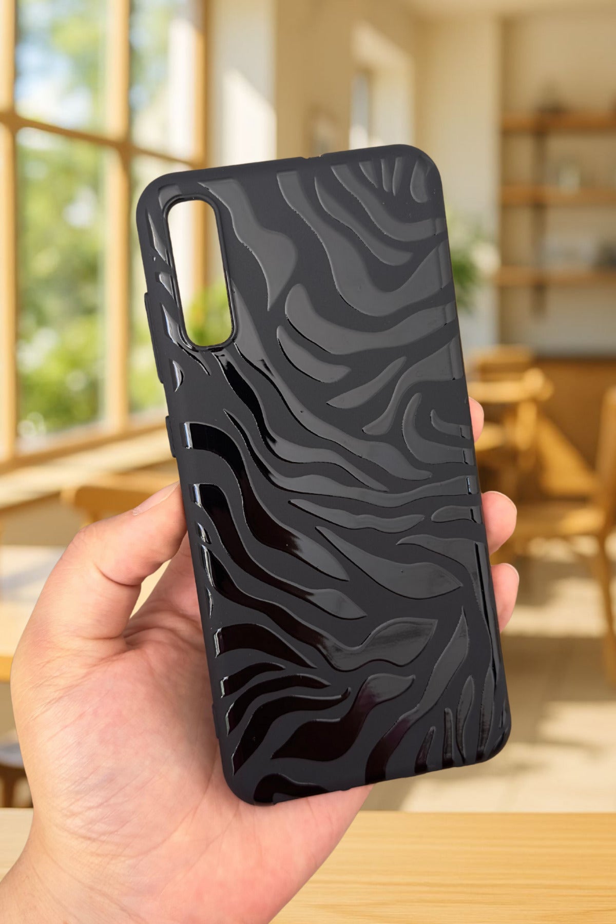 Samsung Galaxy A70 Uyumlu Zebra Desenli Silikon Darbe Emici Klasik Korumalı Rubber Kılıf