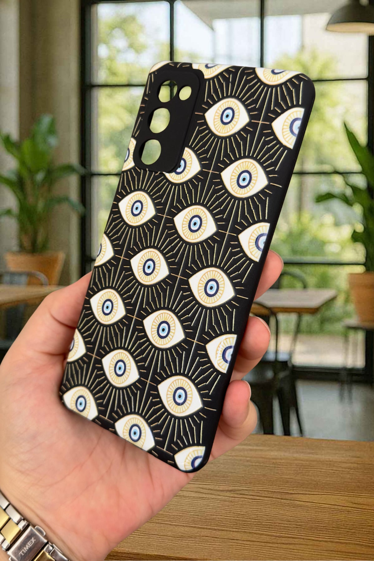Samsung Galaxy S20 Fe - Evıl Eye Desenli Silikon Darbe Emici Klasik Korumalı Rubber Kılıf